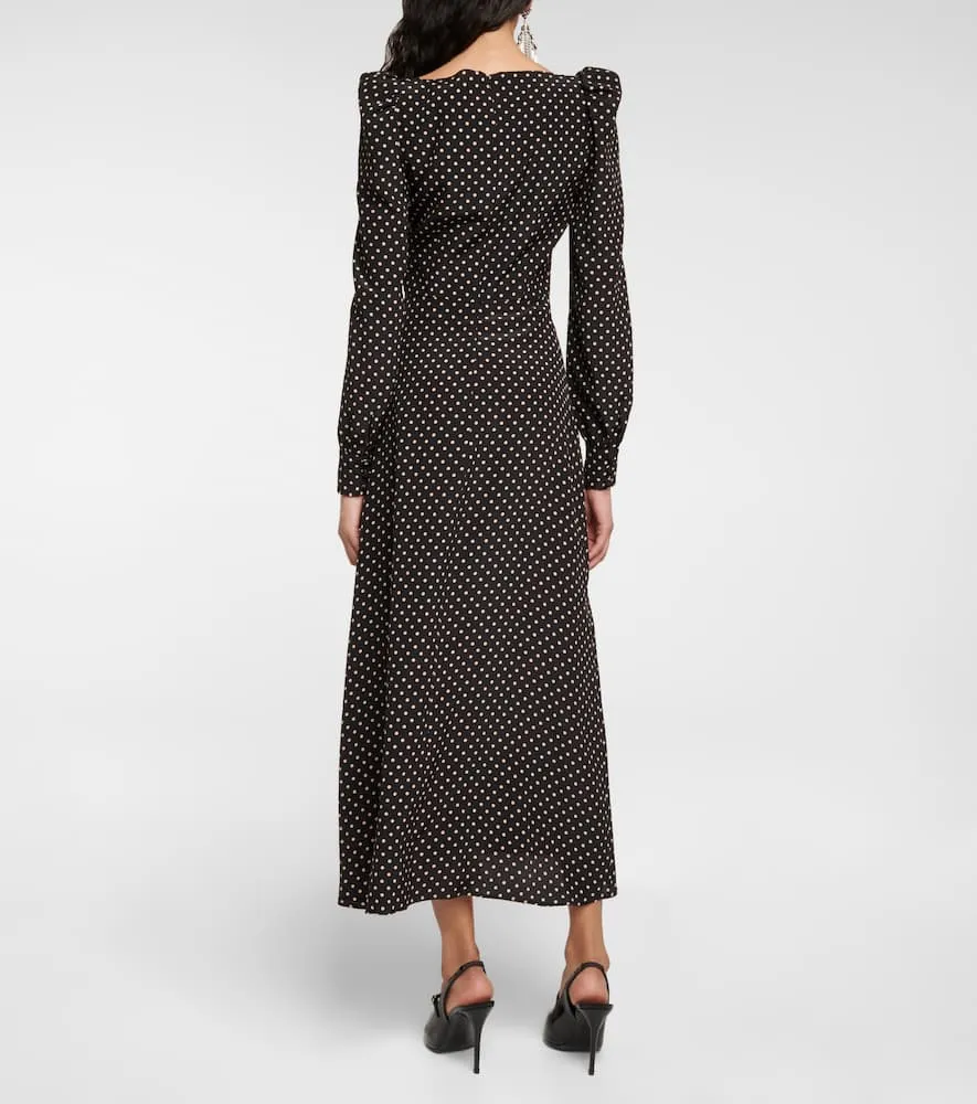 Alessandra Rich Polka-dotted silk midi dress