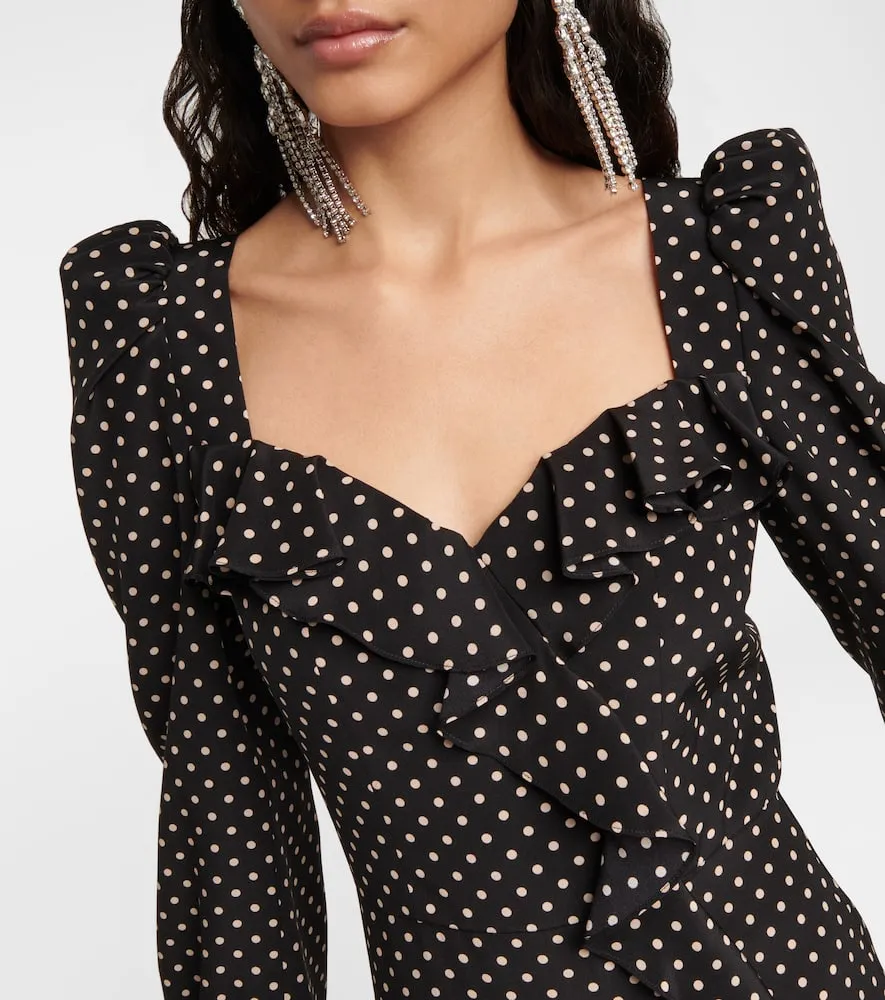 Alessandra Rich Polka-dotted silk midi dress