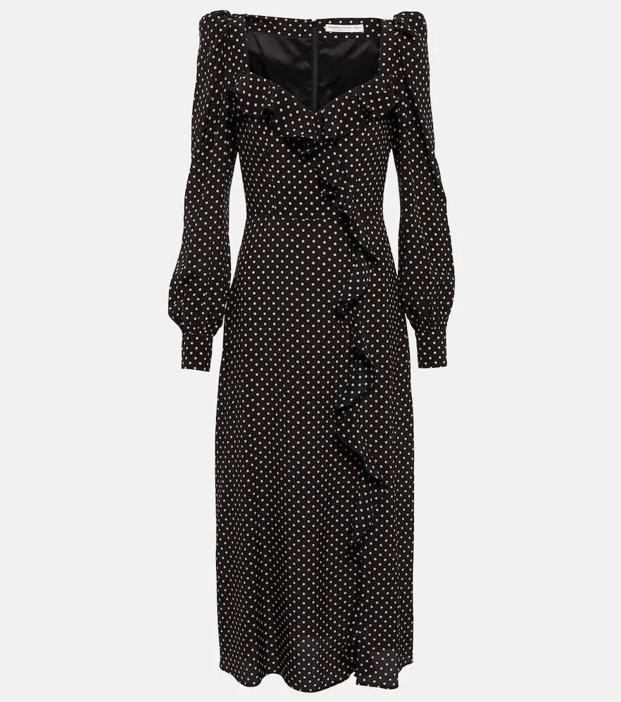 Alessandra Rich Polka-dotted silk midi dress