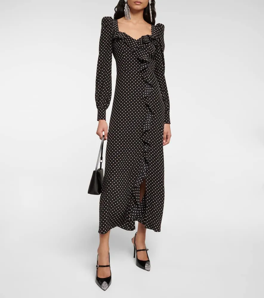 Alessandra Rich Polka-dotted silk midi dress