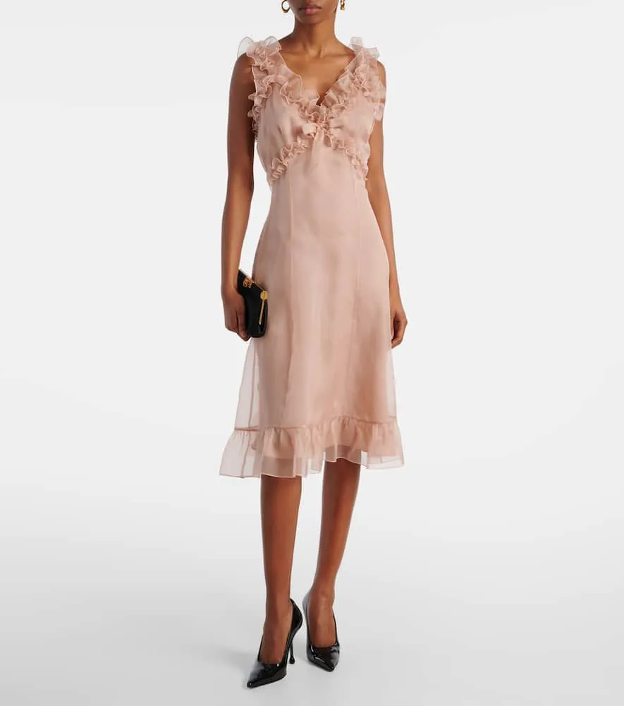 Alessandra Rich Ruffled silk organza minidress