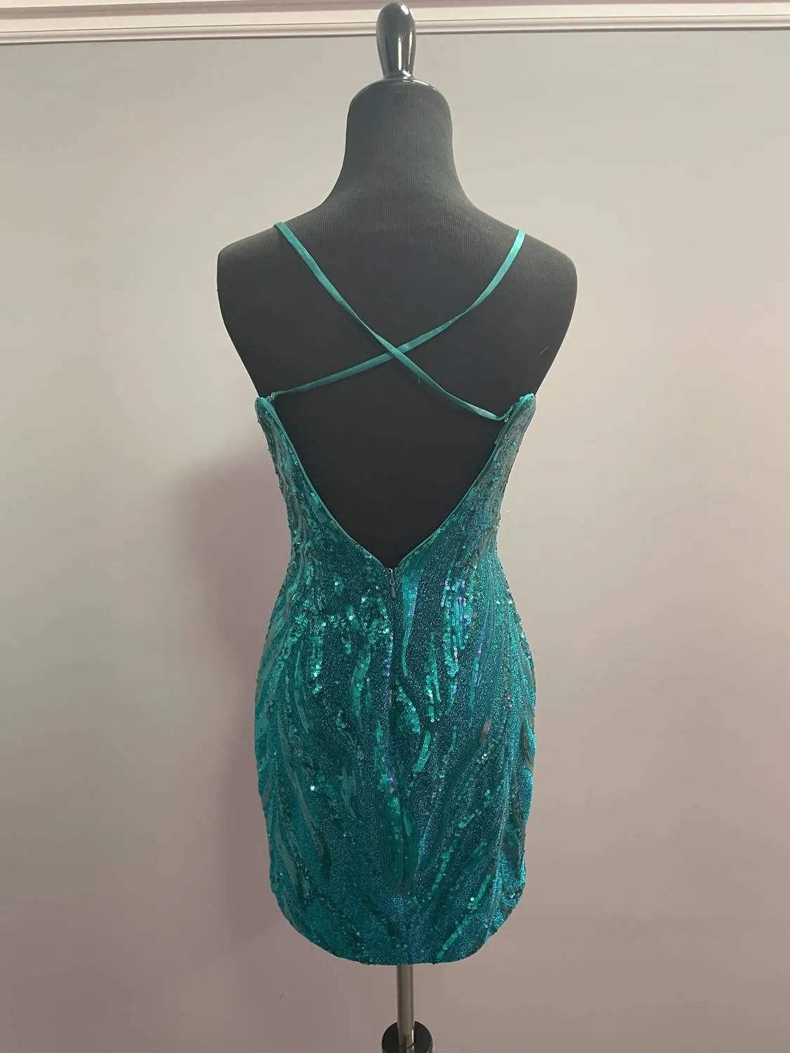Alyce Paris - Criss Cross Back Sparkly Dress