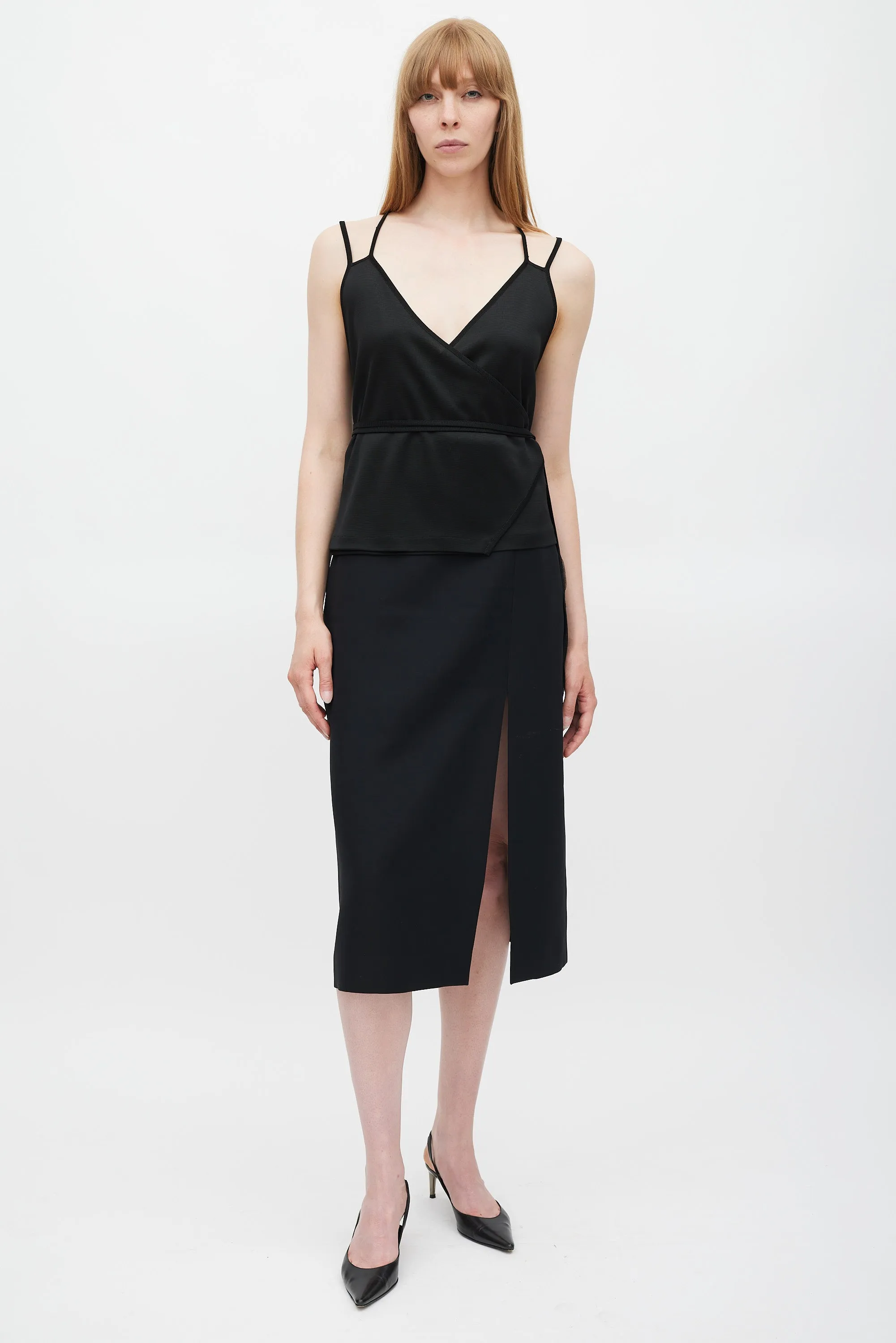 Black Jersey Wrap Top