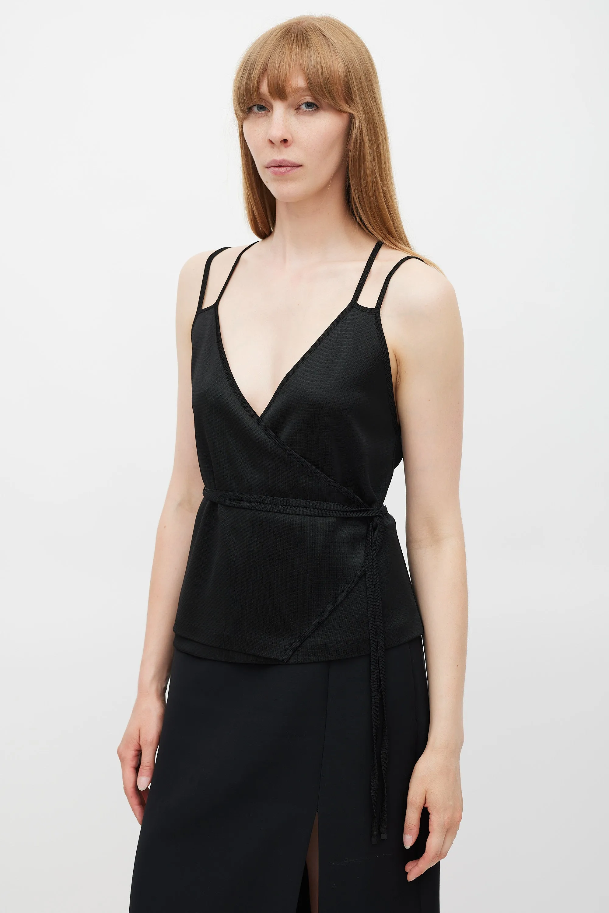 Black Jersey Wrap Top