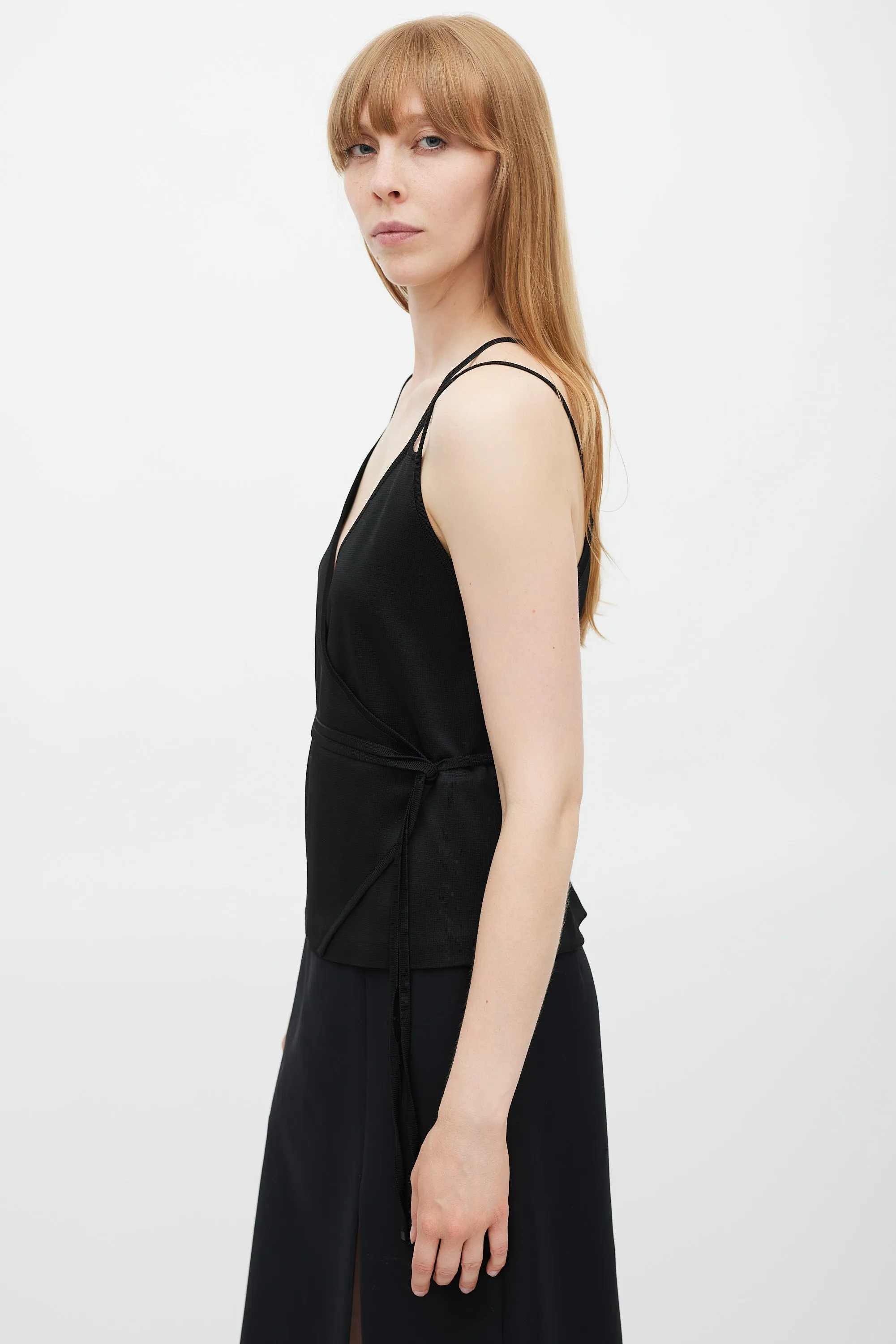 Black Jersey Wrap Top