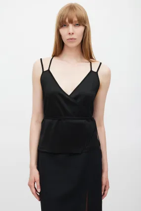 Black Jersey Wrap Top