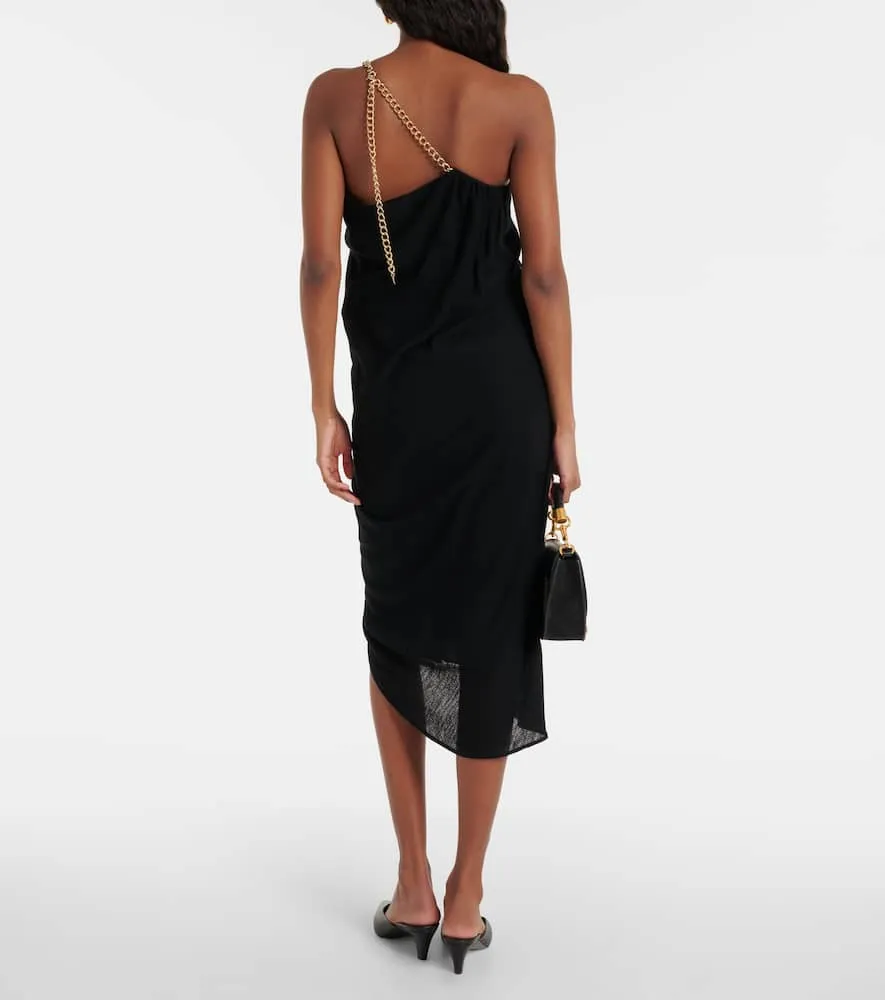 Chloe One-shoulder virgin wool midi dress