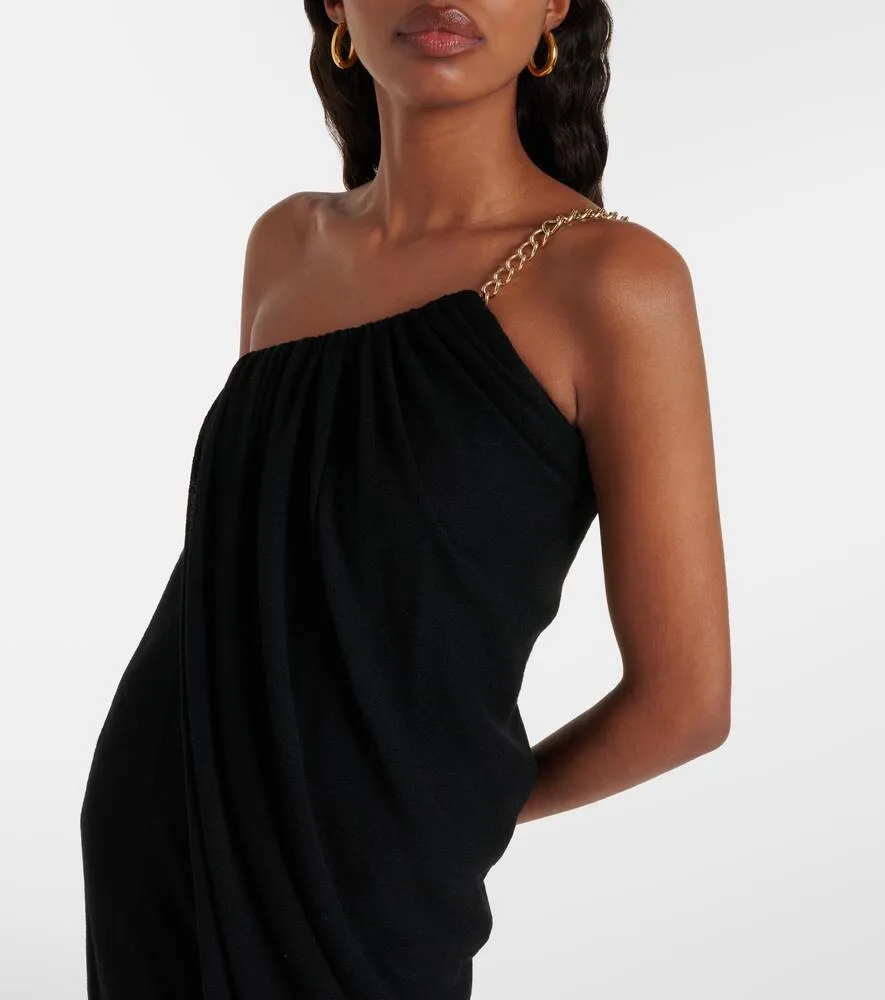 Chloe One-shoulder virgin wool midi dress