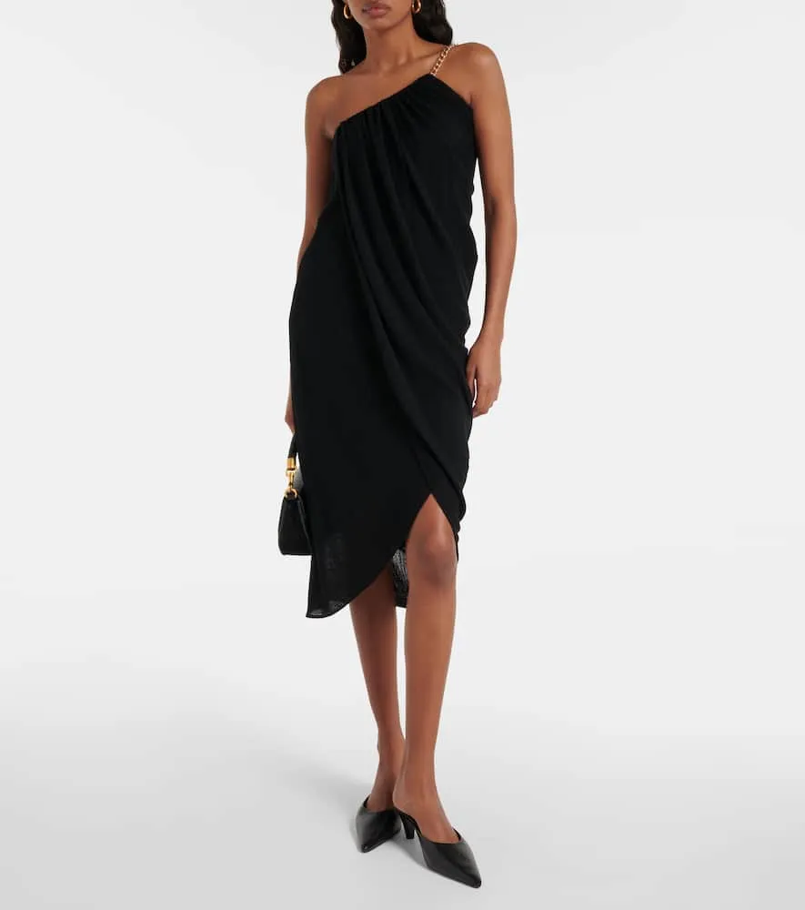 Chloe One-shoulder virgin wool midi dress