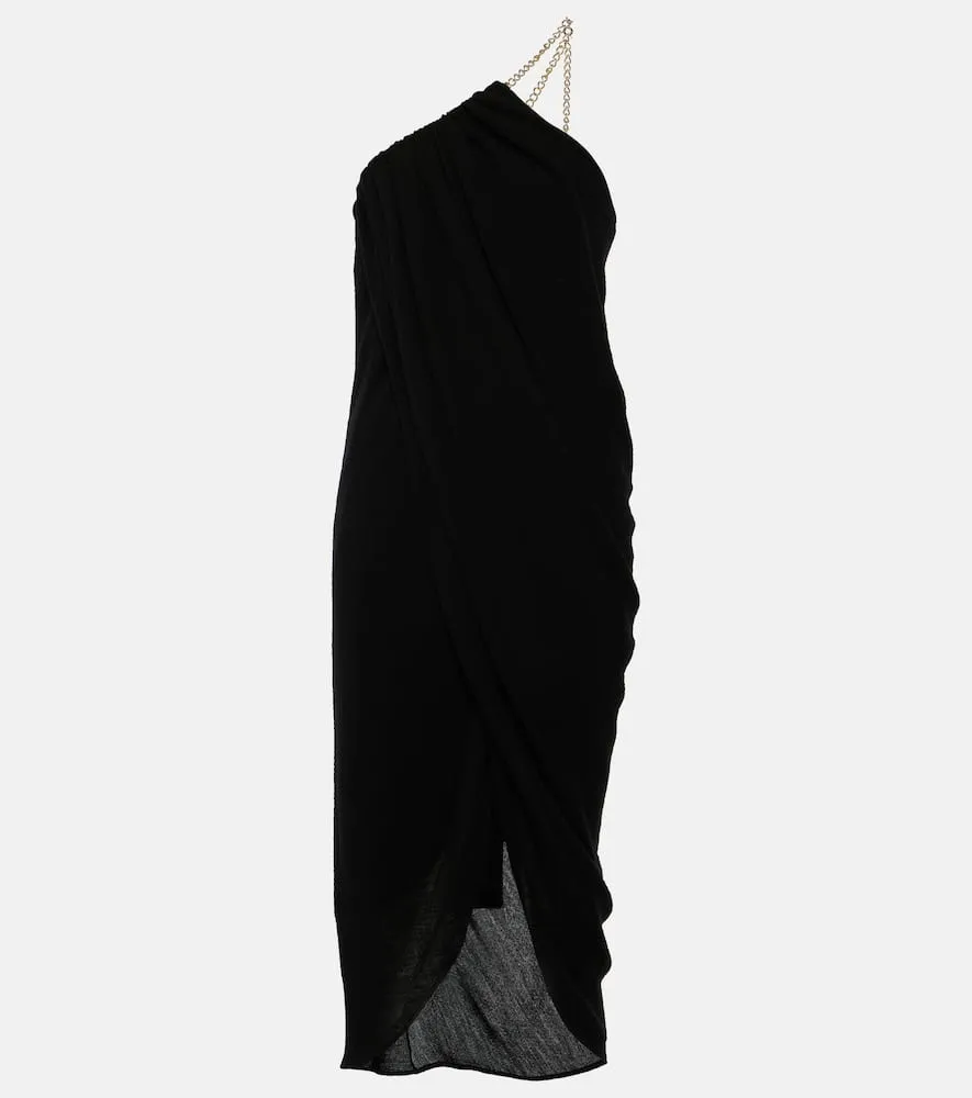 Chloe One-shoulder virgin wool midi dress