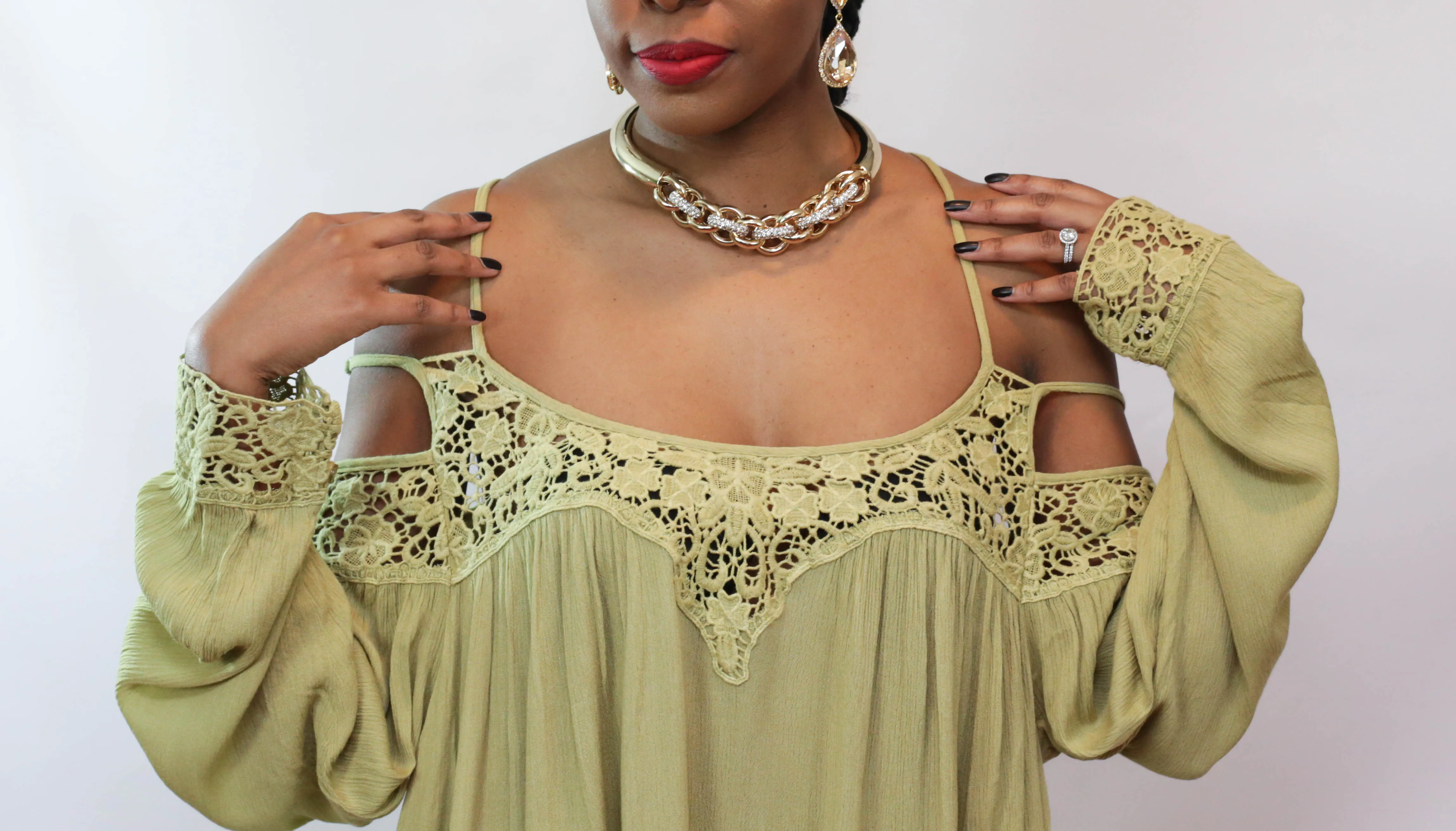 Crochet Lace Cold Dress