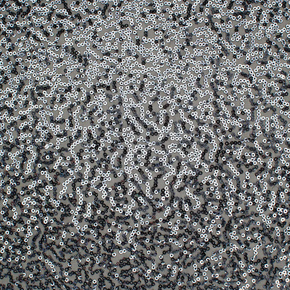 Dark Grey Micro Sequinned Stretch Tulle