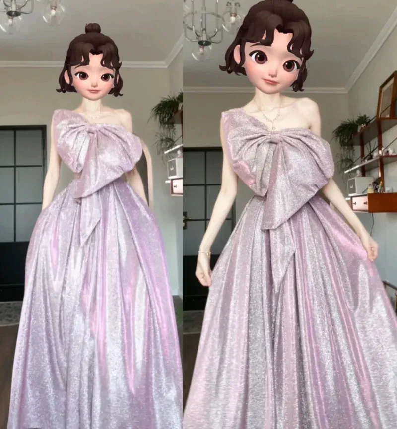 DOLLY Elegant Purple Off Shoulder Bow Sequin Long High Waist Cocktail Dress-TESSA  (V)