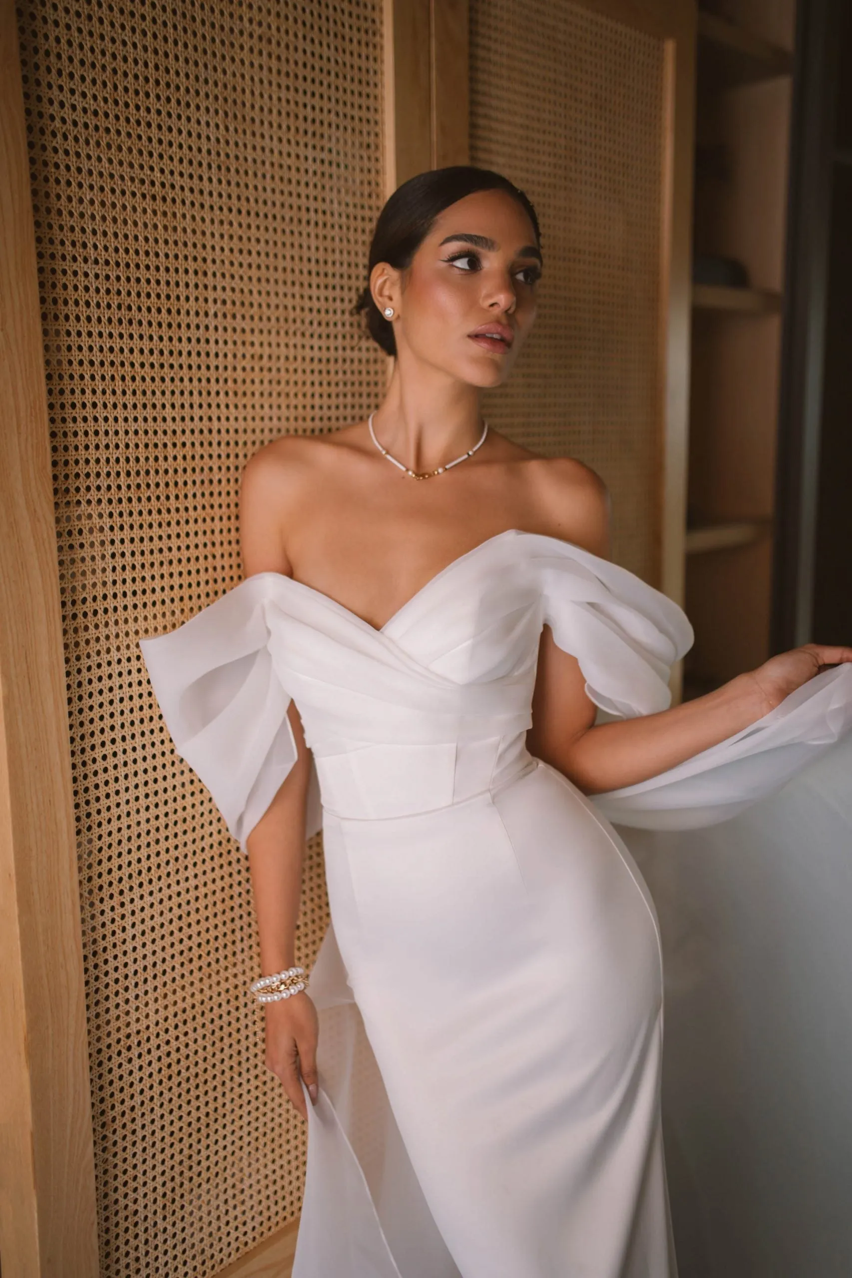 Elegant Sweetheart Mermaid Wedding Dress Women White Off The Shoulder Open Back Satin Bridal Gown Sweep Train Vestidos De Novia