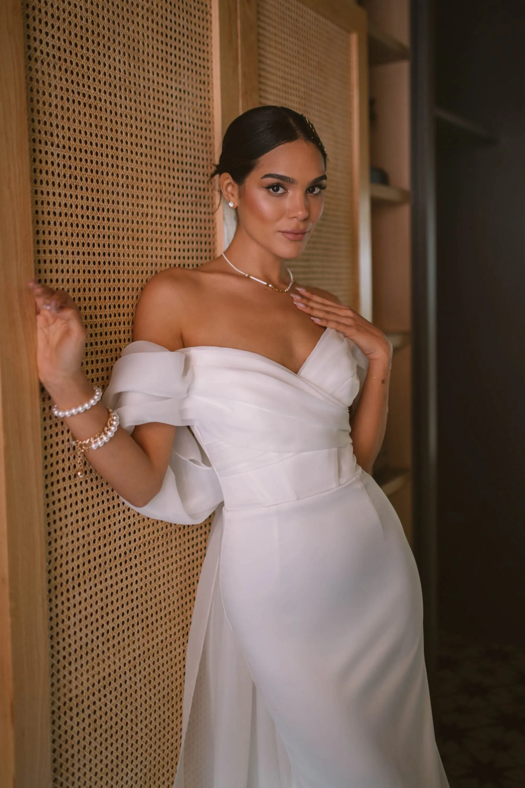 Elegant Sweetheart Mermaid Wedding Dress Women White Off The Shoulder Open Back Satin Bridal Gown Sweep Train Vestidos De Novia