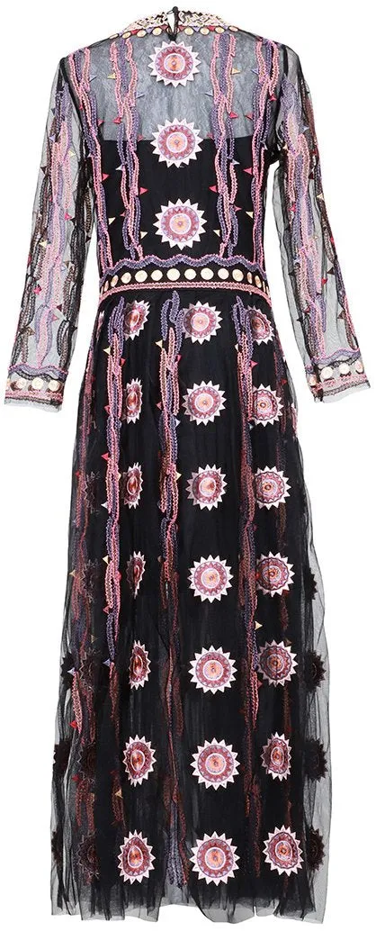 Embroidered Mesh Dress