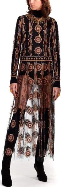 Embroidered Mesh Dress