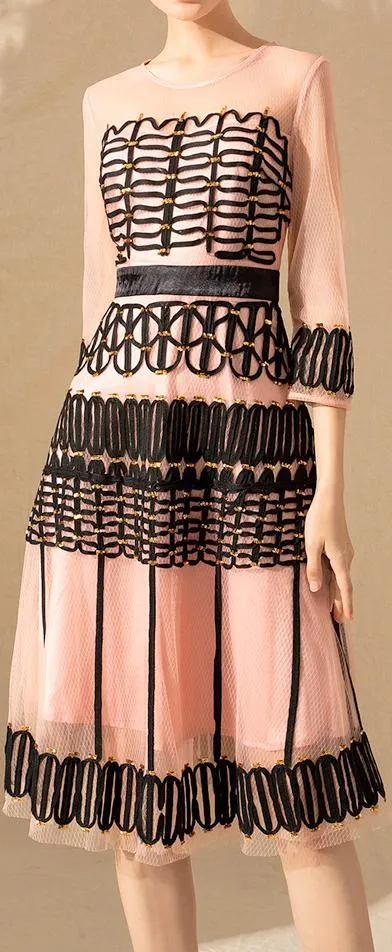 Embroidered Voile Dress
