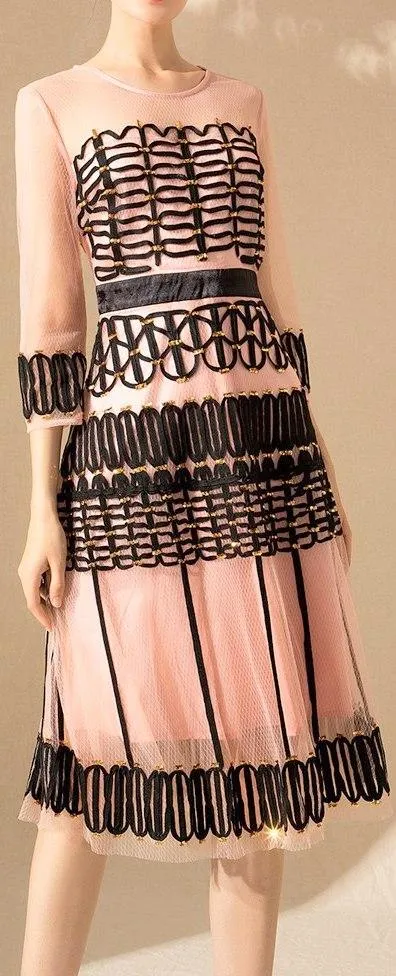 Embroidered Voile Dress