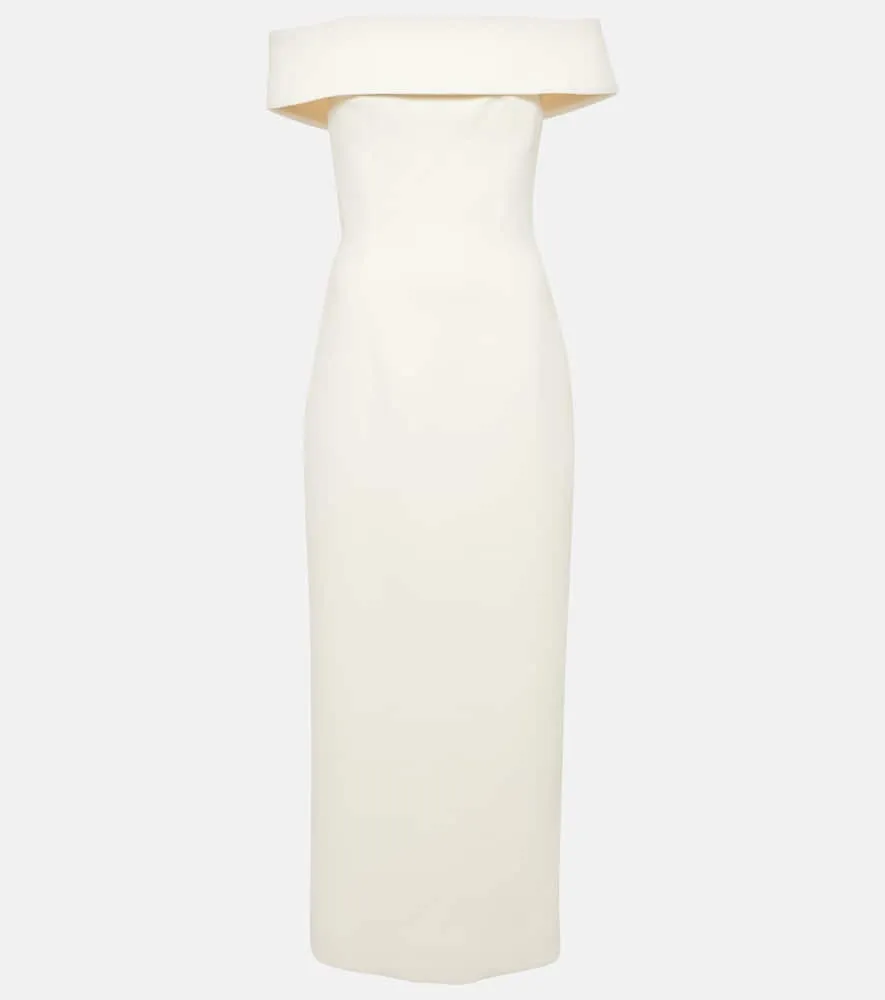 Emilia Wickstead Bridal Sandra off-shoulder crêpe midi dress
