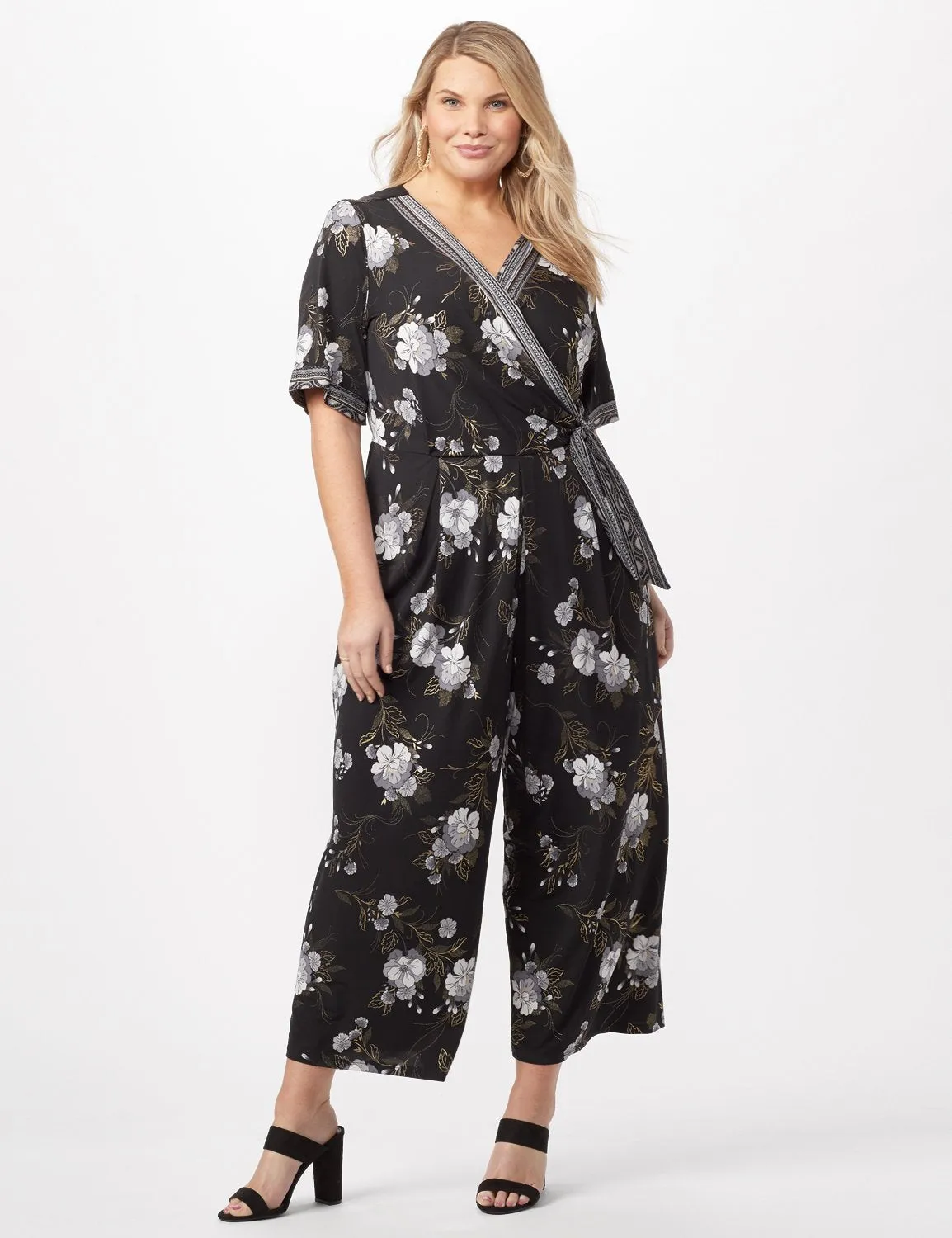 Floral Border Jumpsuit Plus