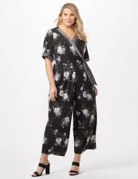 Floral Border Jumpsuit Plus