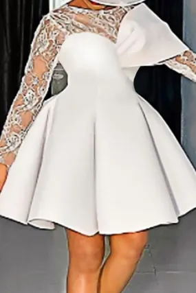 Flytonn-homecoming dresses hoco dresses party dresses fall outfits women Lace Girly Bowknot Mini Dress