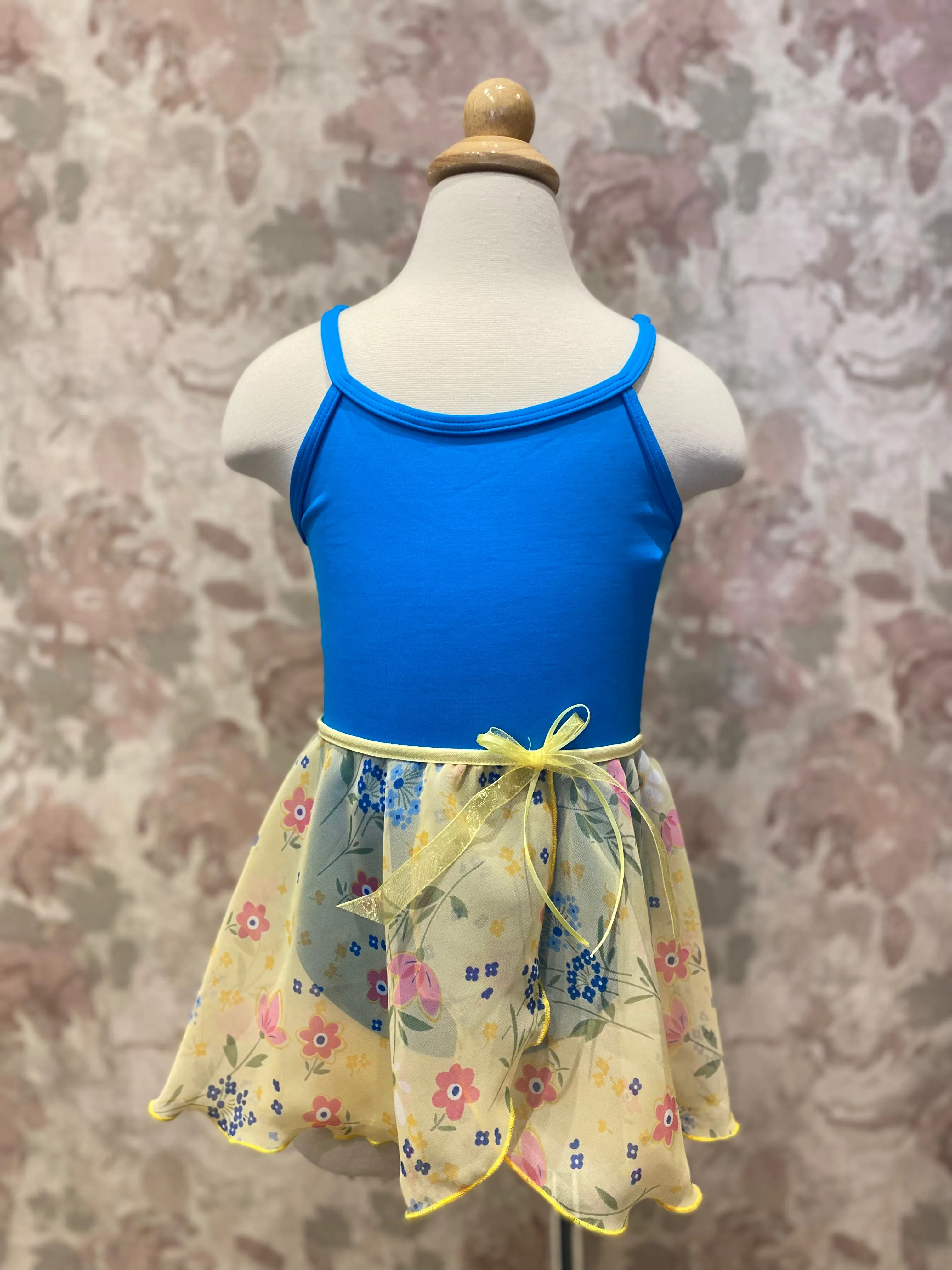 Girls Floral Yellow Mock Pull On Skirt
