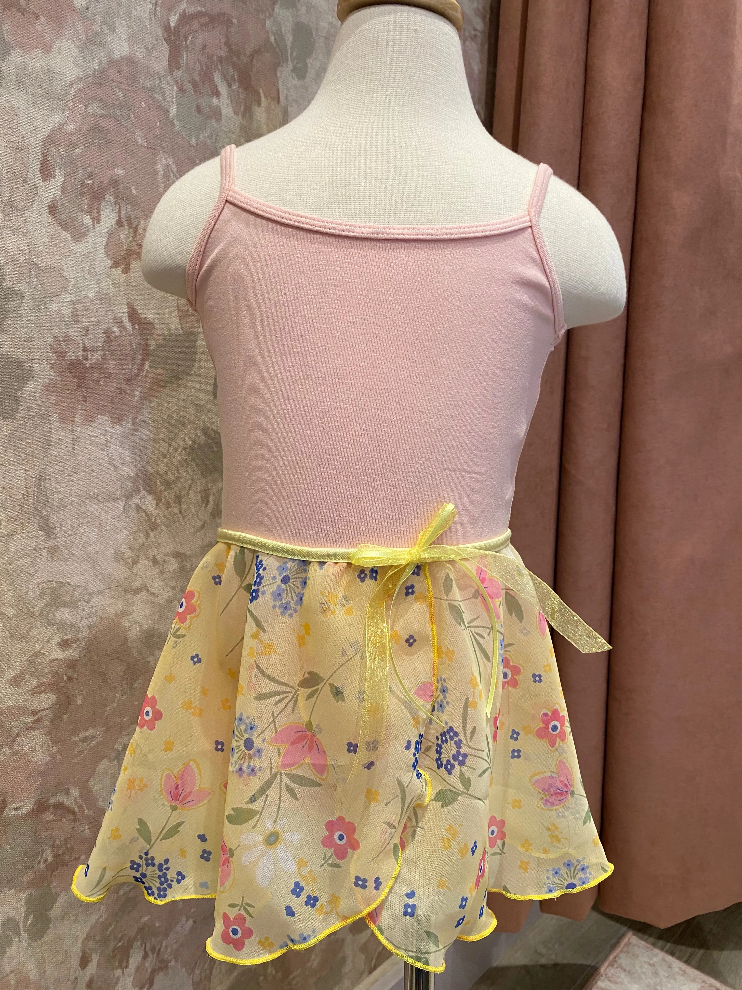 Girls Floral Yellow Mock Pull On Skirt