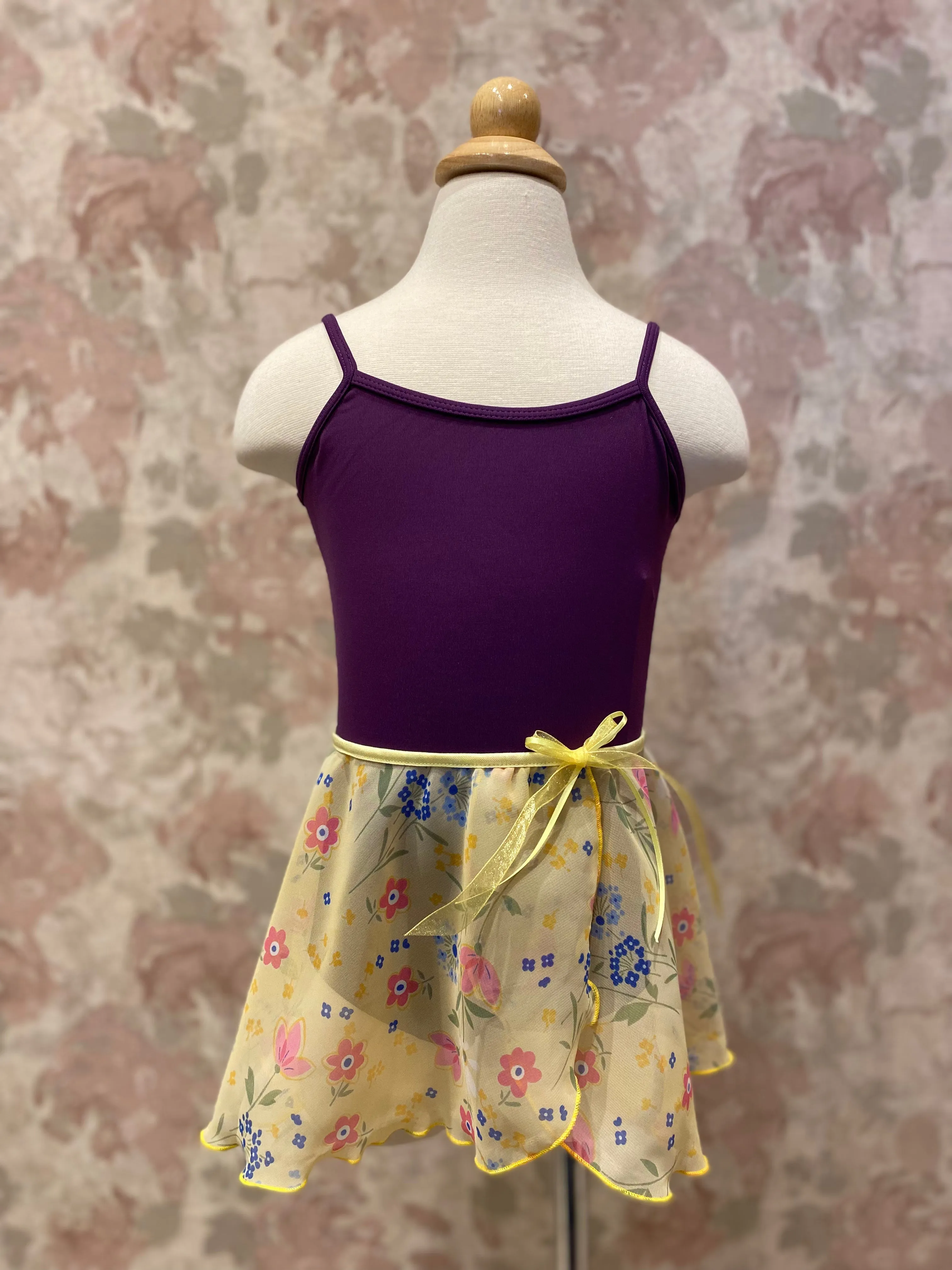 Girls Floral Yellow Mock Pull On Skirt