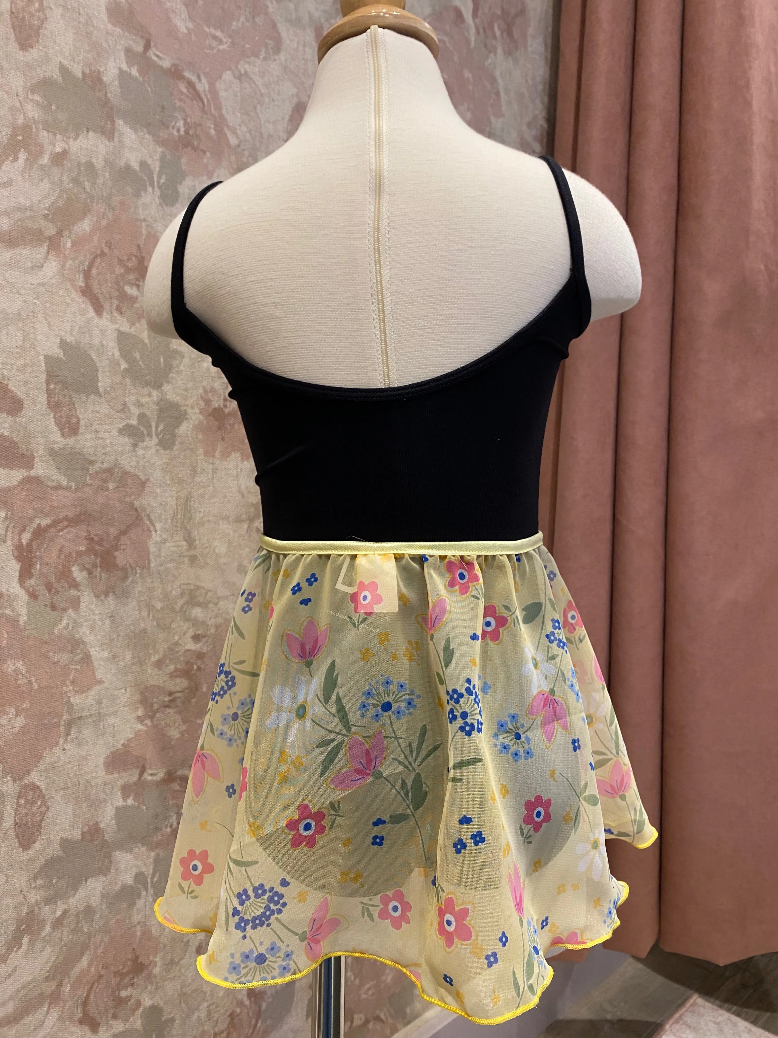 Girls Floral Yellow Mock Pull On Skirt
