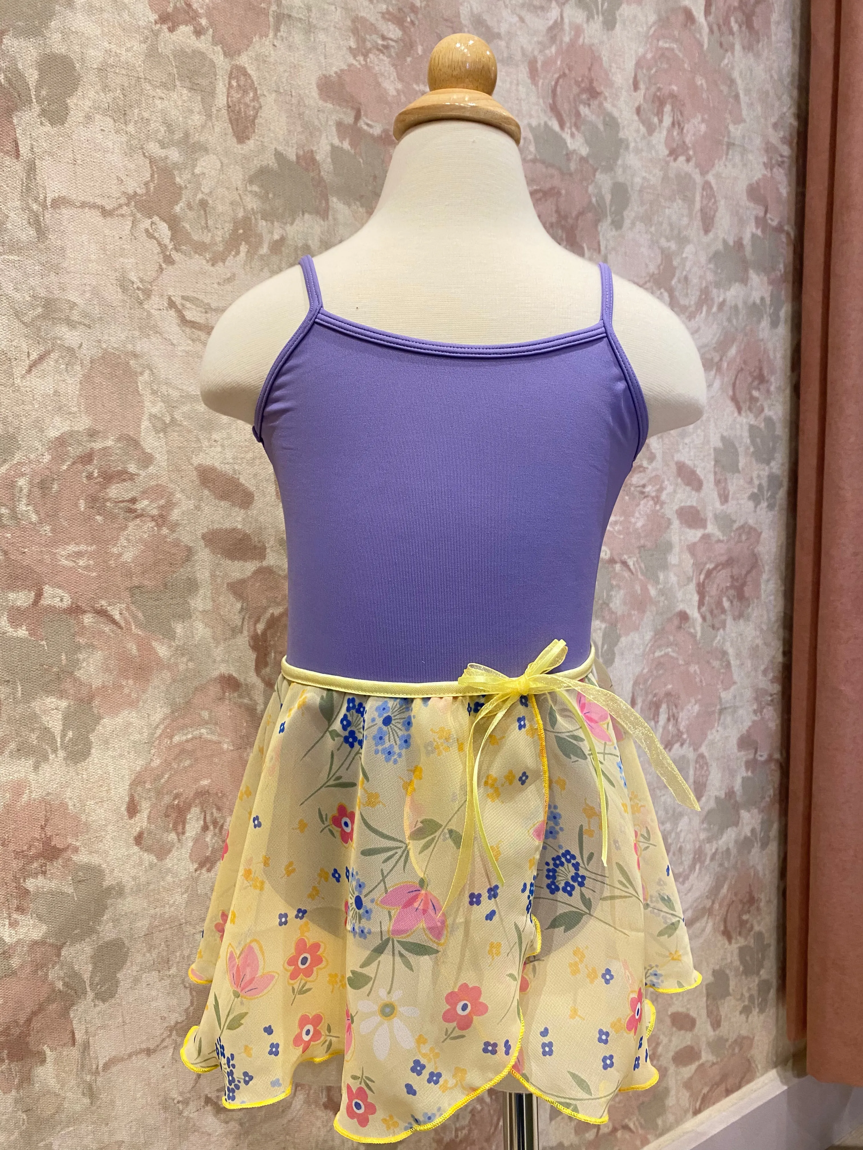 Girls Floral Yellow Mock Pull On Skirt