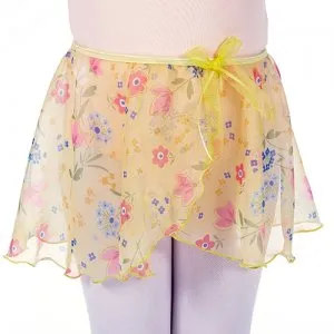Girls Floral Yellow Mock Pull On Skirt