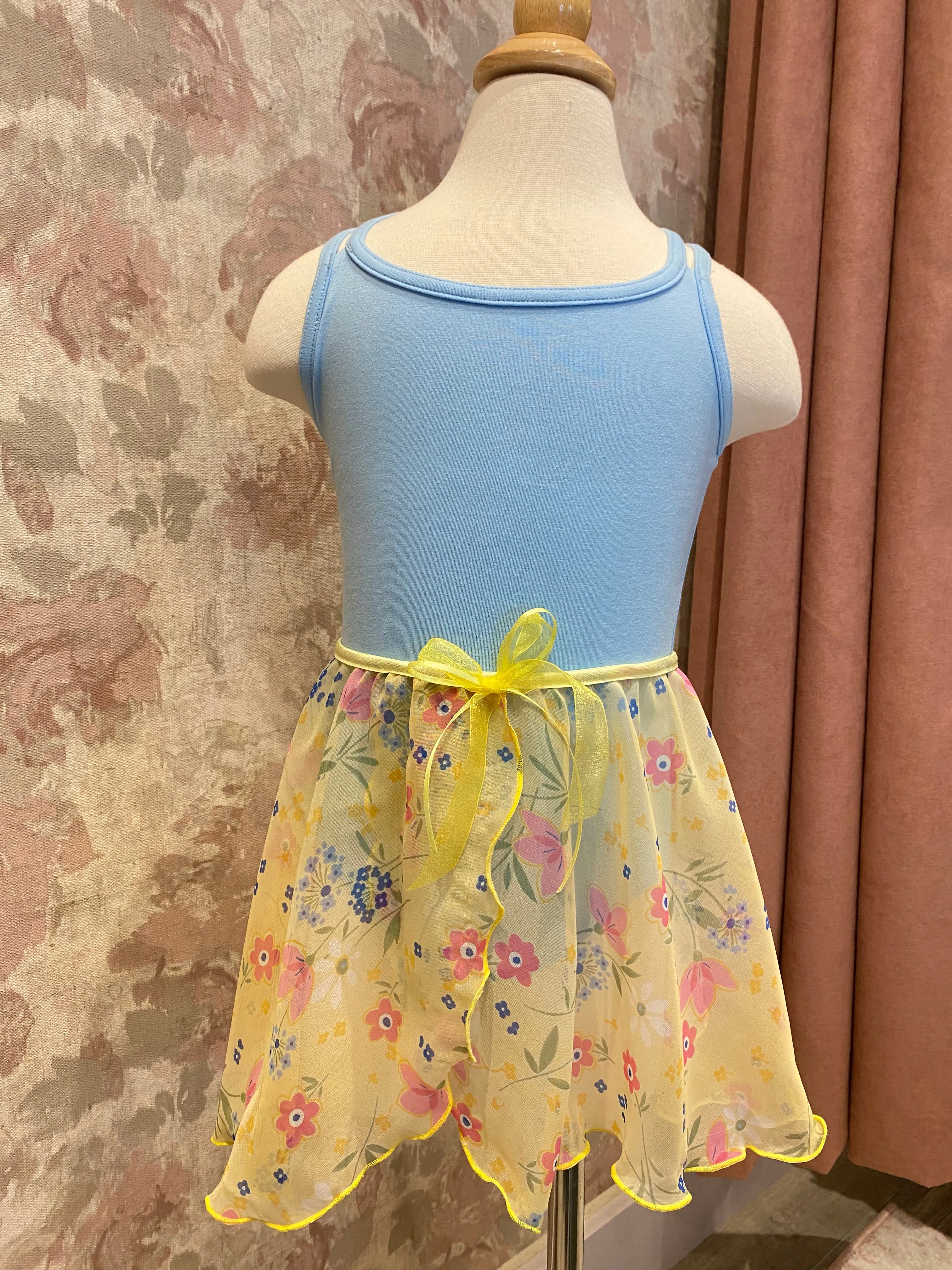 Girls Floral Yellow Mock Pull On Skirt