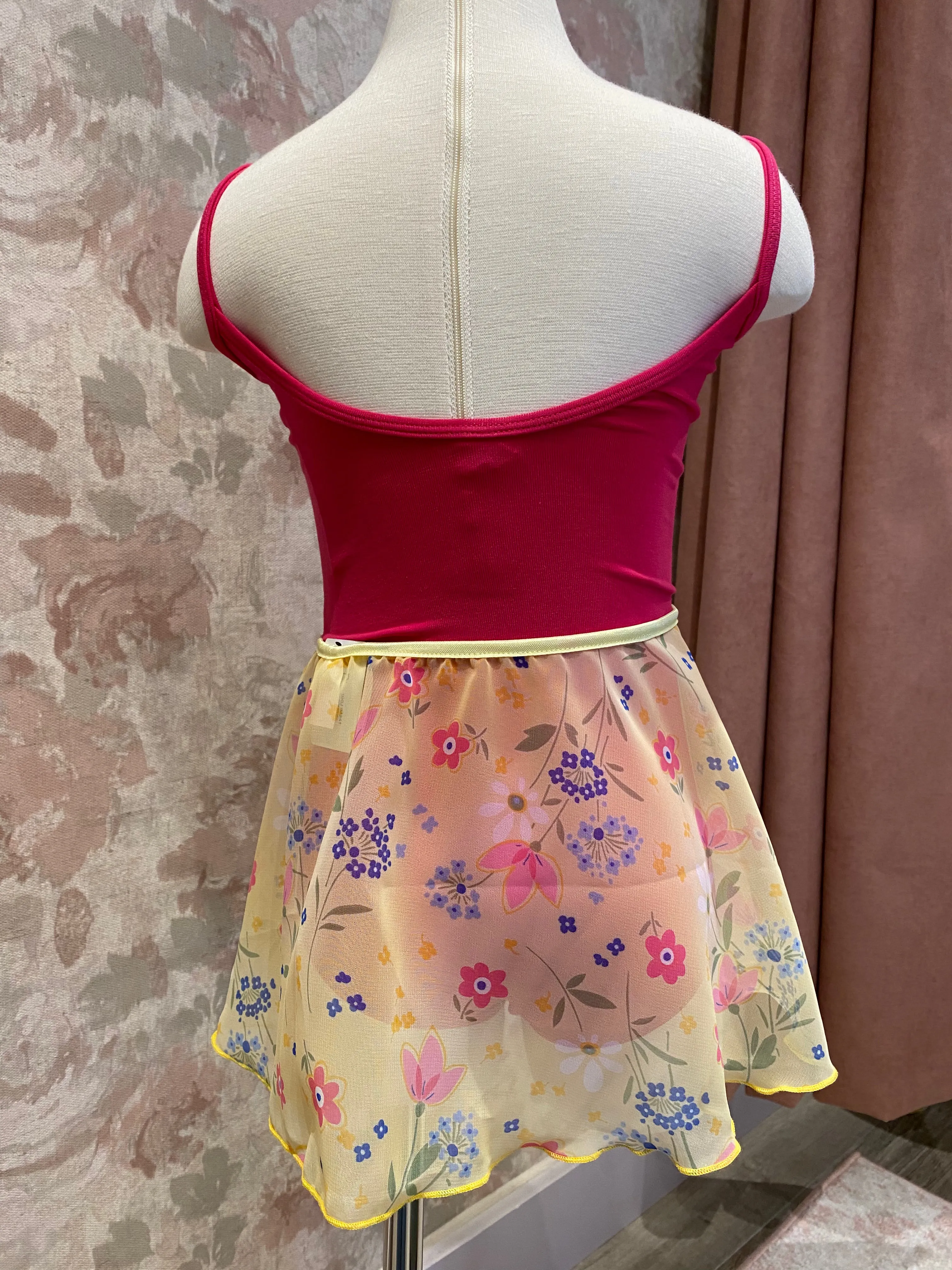 Girls Floral Yellow Mock Pull On Skirt