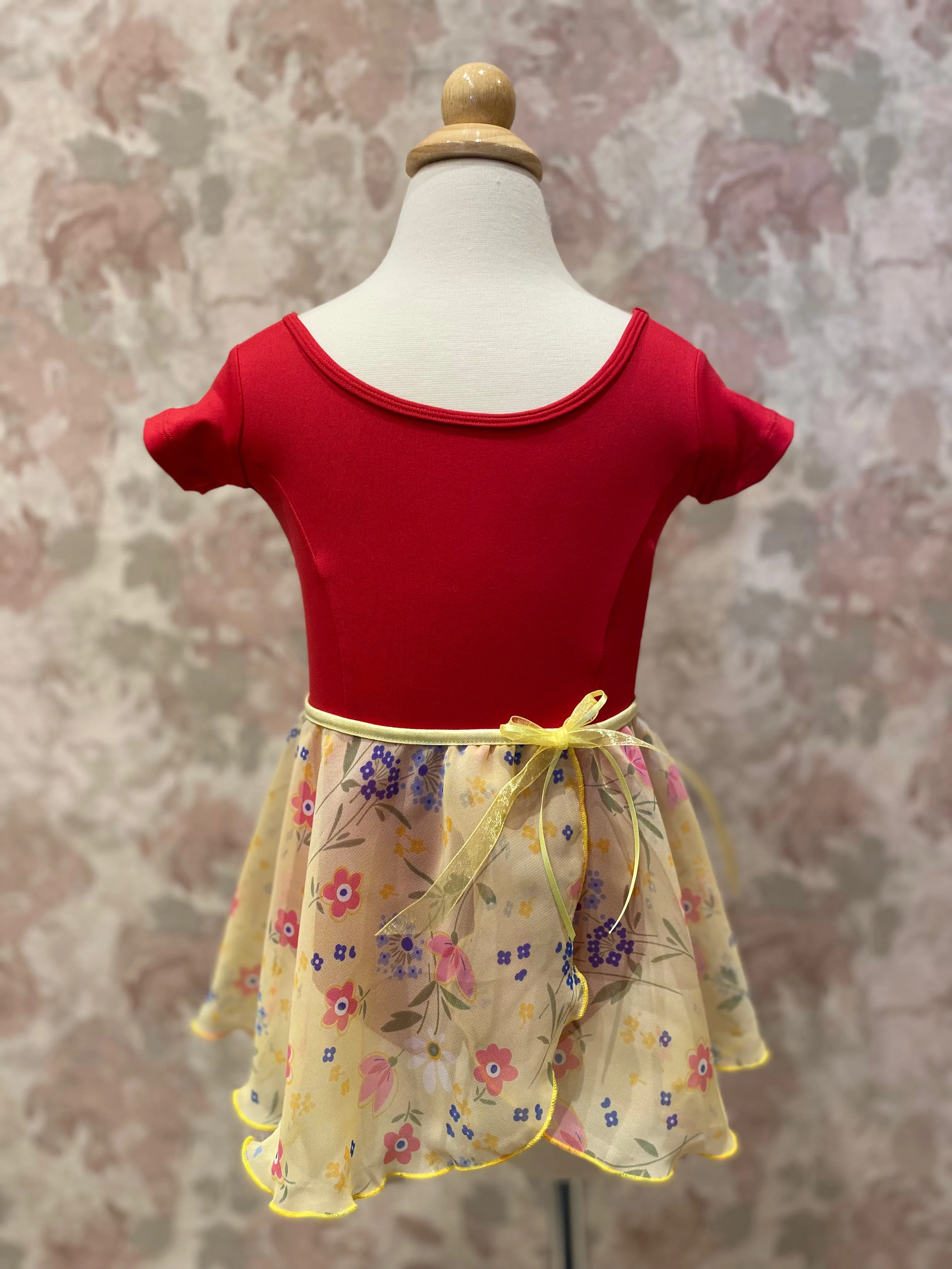 Girls Floral Yellow Mock Pull On Skirt
