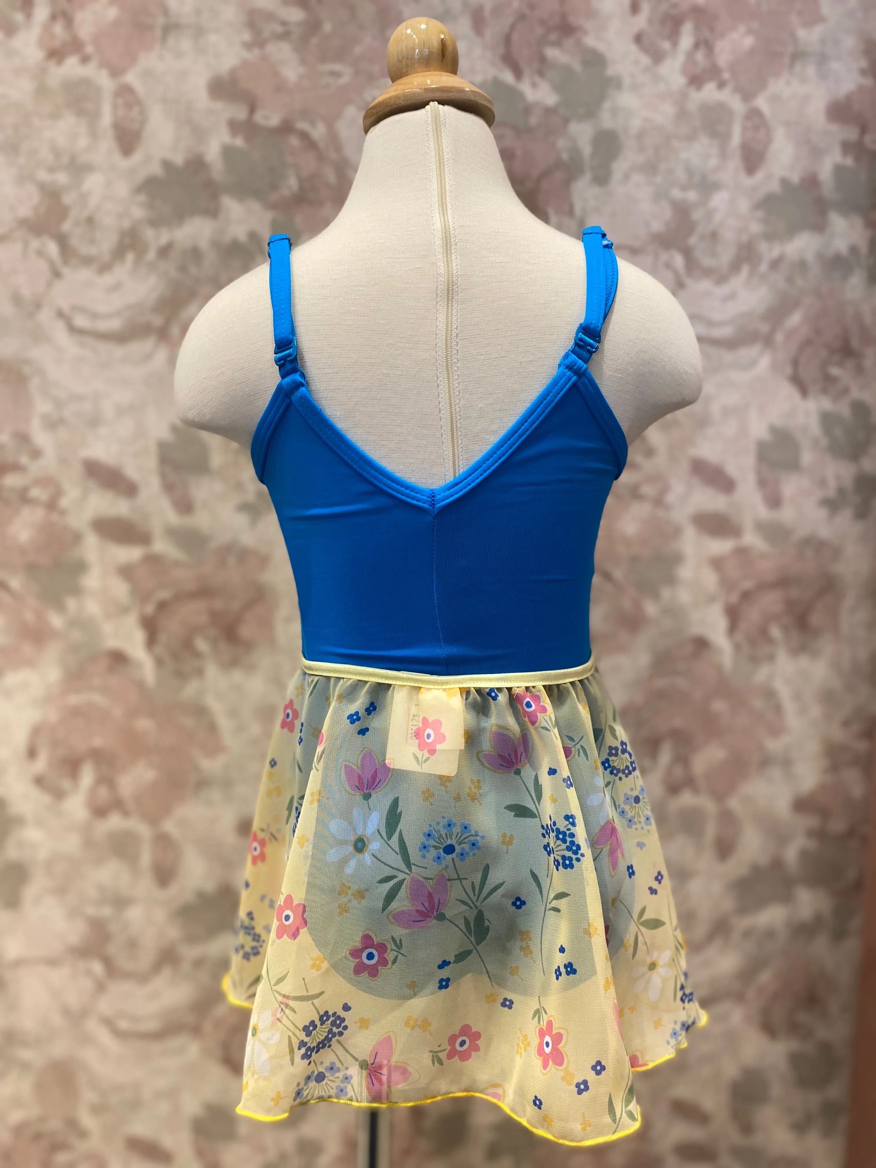 Girls Floral Yellow Mock Pull On Skirt