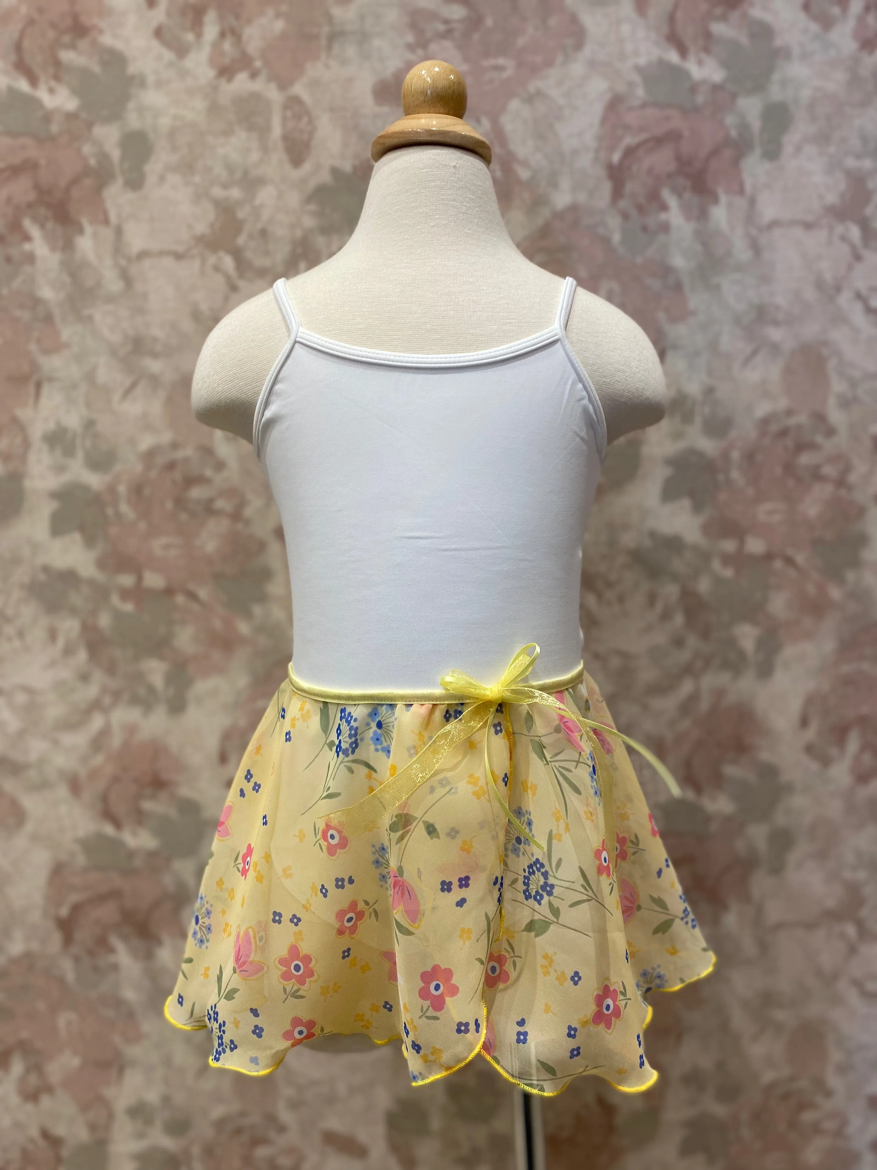 Girls Floral Yellow Mock Pull On Skirt