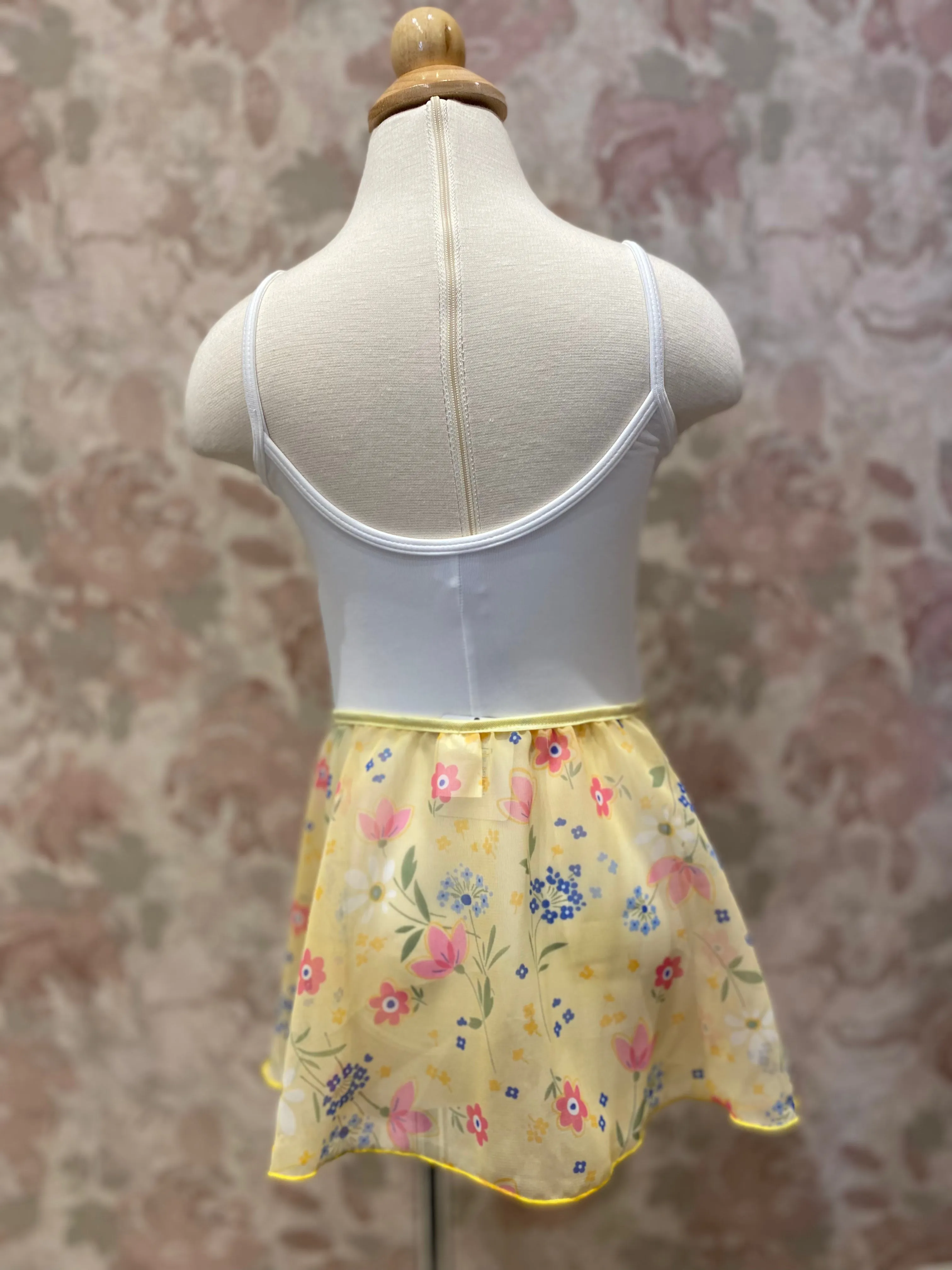 Girls Floral Yellow Mock Pull On Skirt