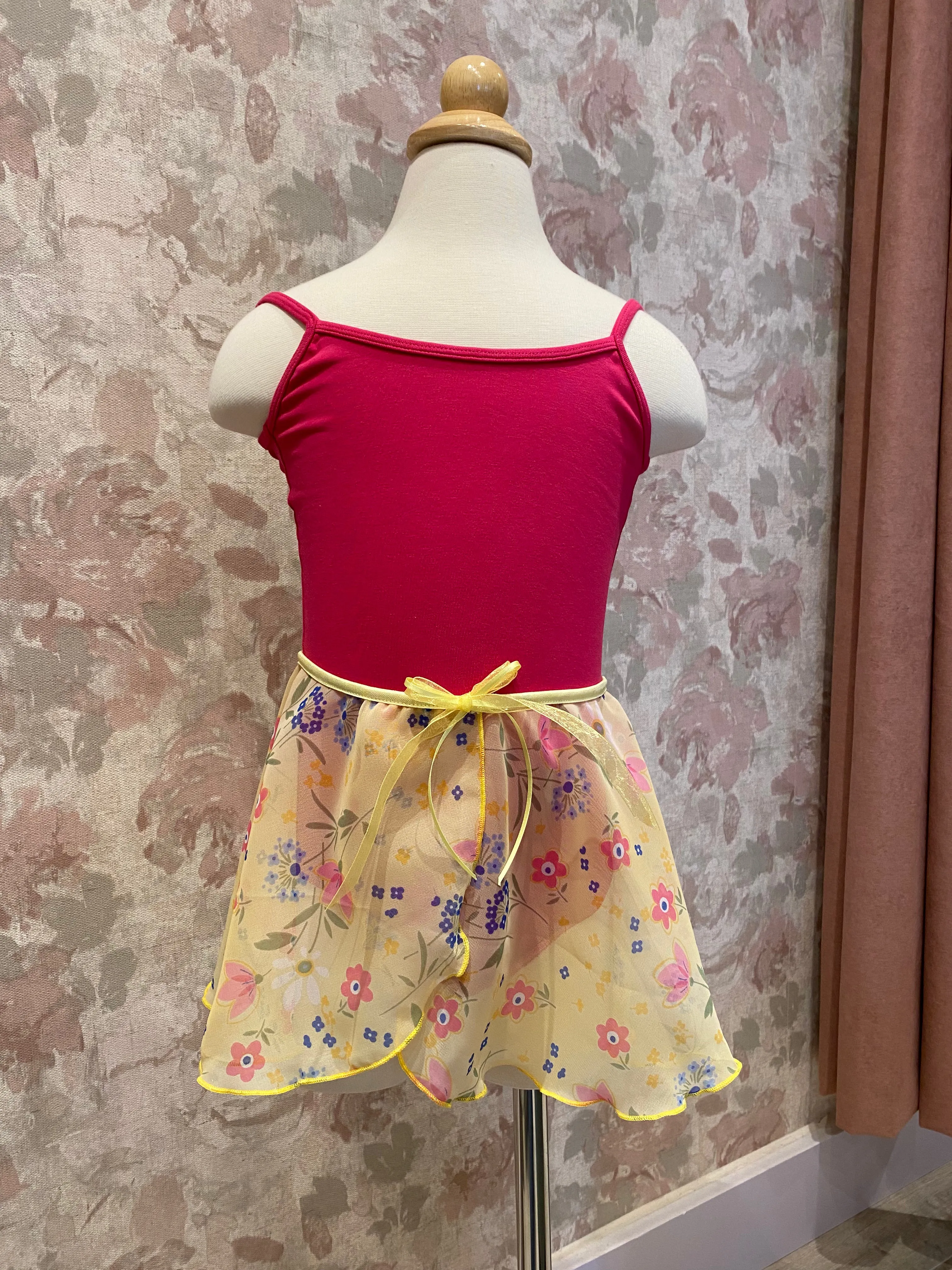 Girls Floral Yellow Mock Pull On Skirt