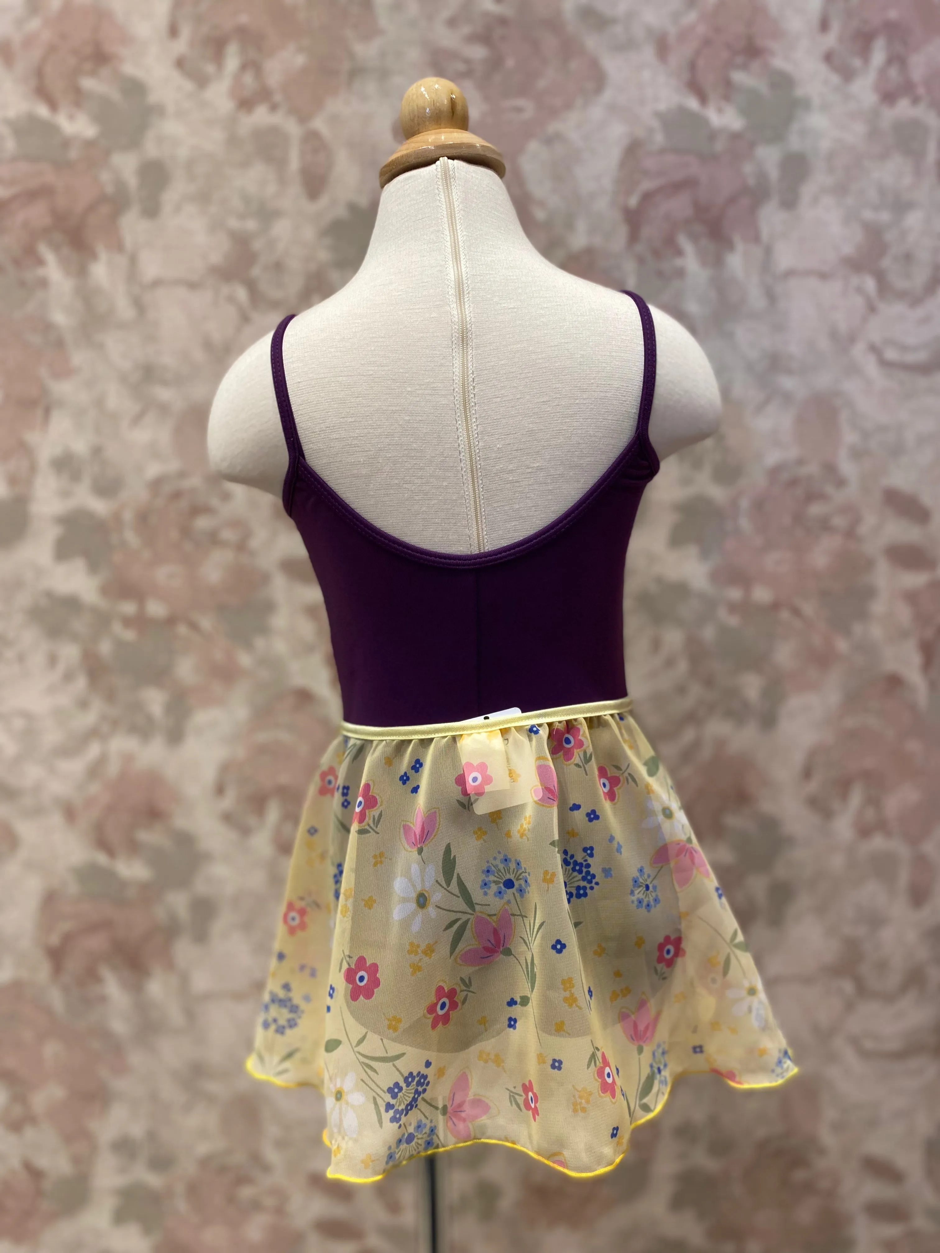 Girls Floral Yellow Mock Pull On Skirt