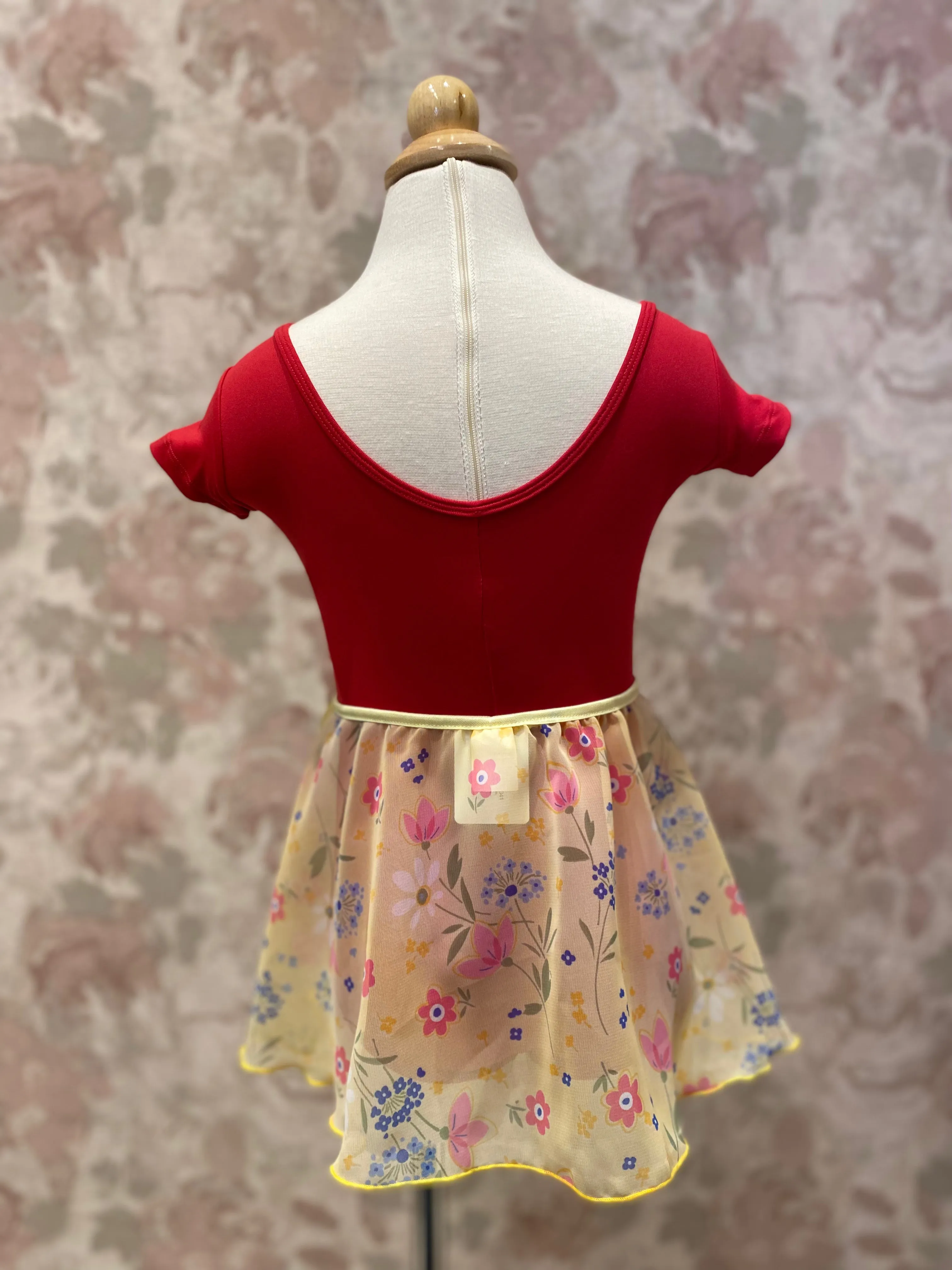 Girls Floral Yellow Mock Pull On Skirt