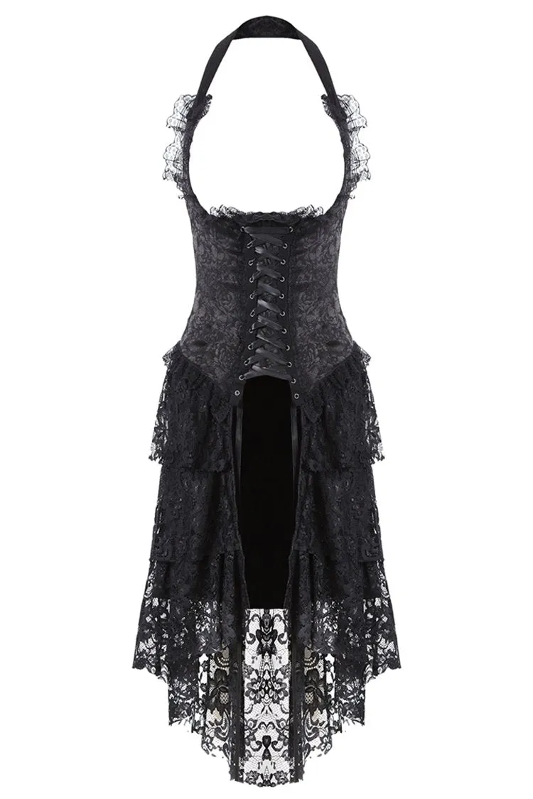 Gothic corset dress with lace cocktail hem DW162BK