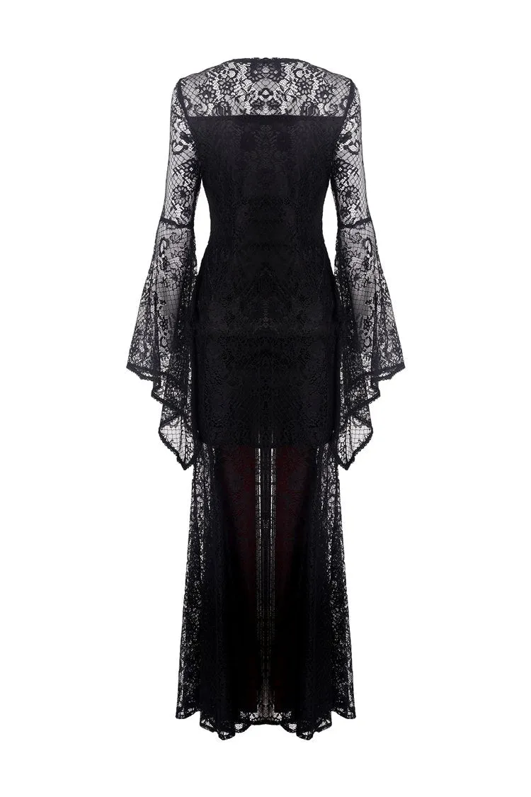 Gothic elegant red velvet lace long dress DW286