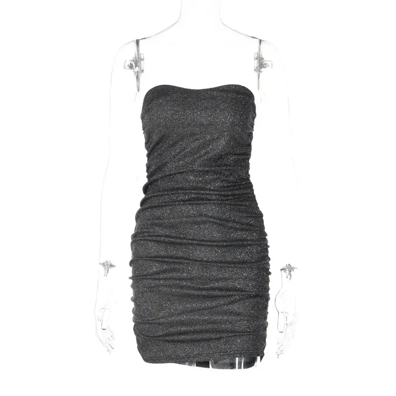 Julia Fashion - New Mercerized Chest Hollowed-out Slim Bag Puss Sexy Mini Dress