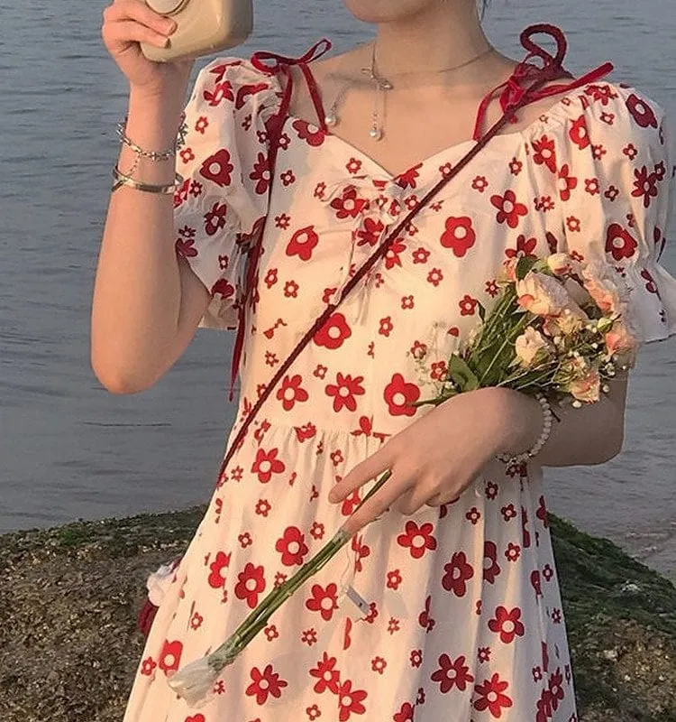Kawaii Sweet Floral Lace Dress