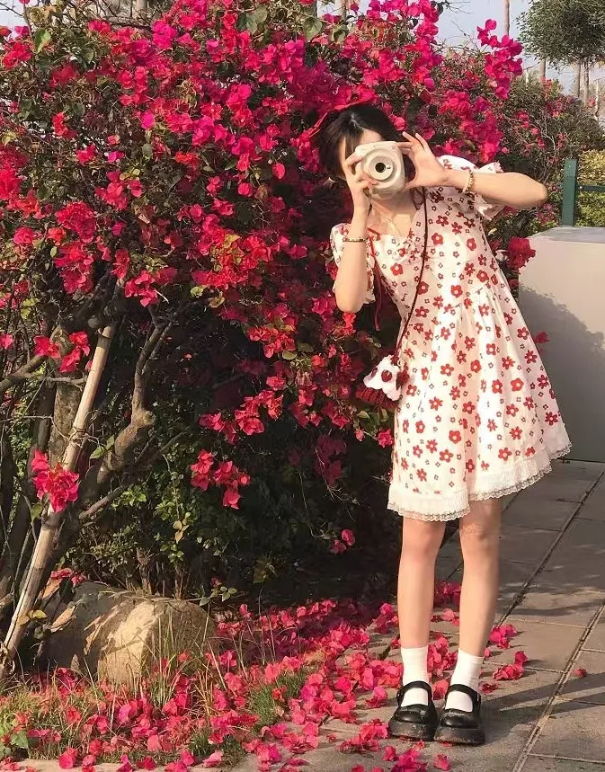 Kawaii Sweet Floral Lace Dress