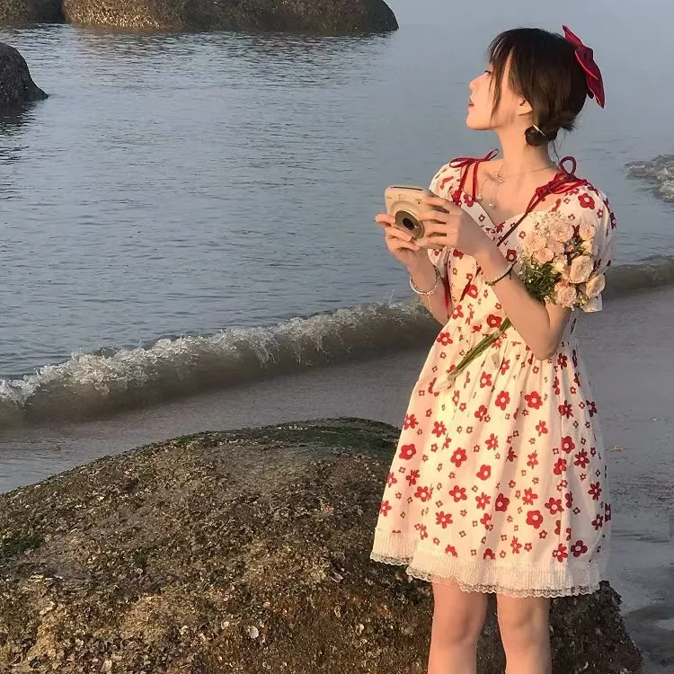 Kawaii Sweet Floral Lace Dress