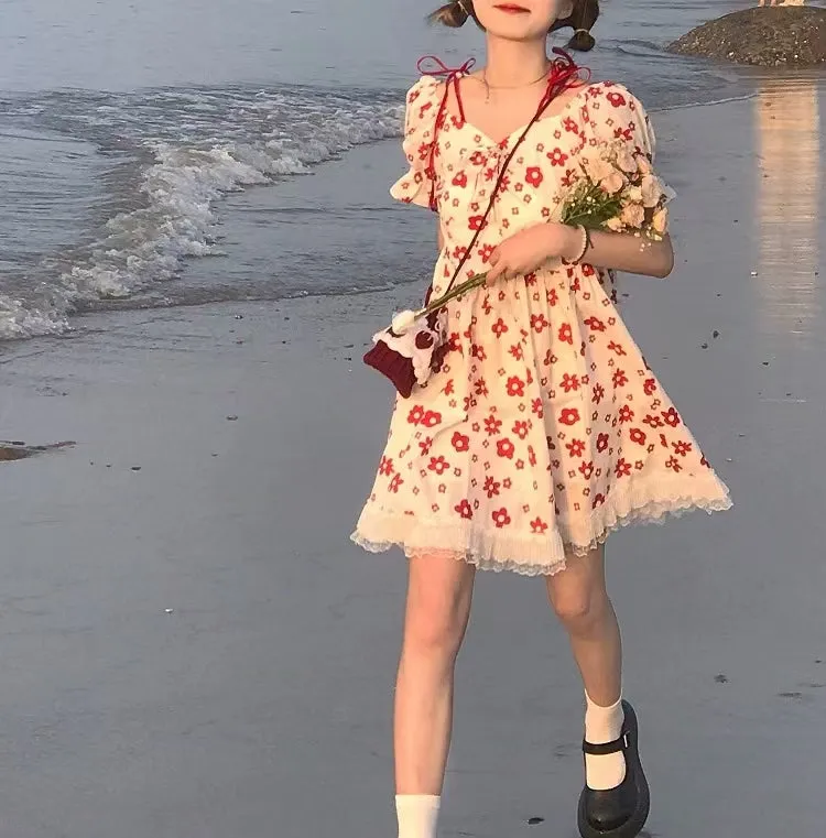 Kawaii Sweet Floral Lace Dress