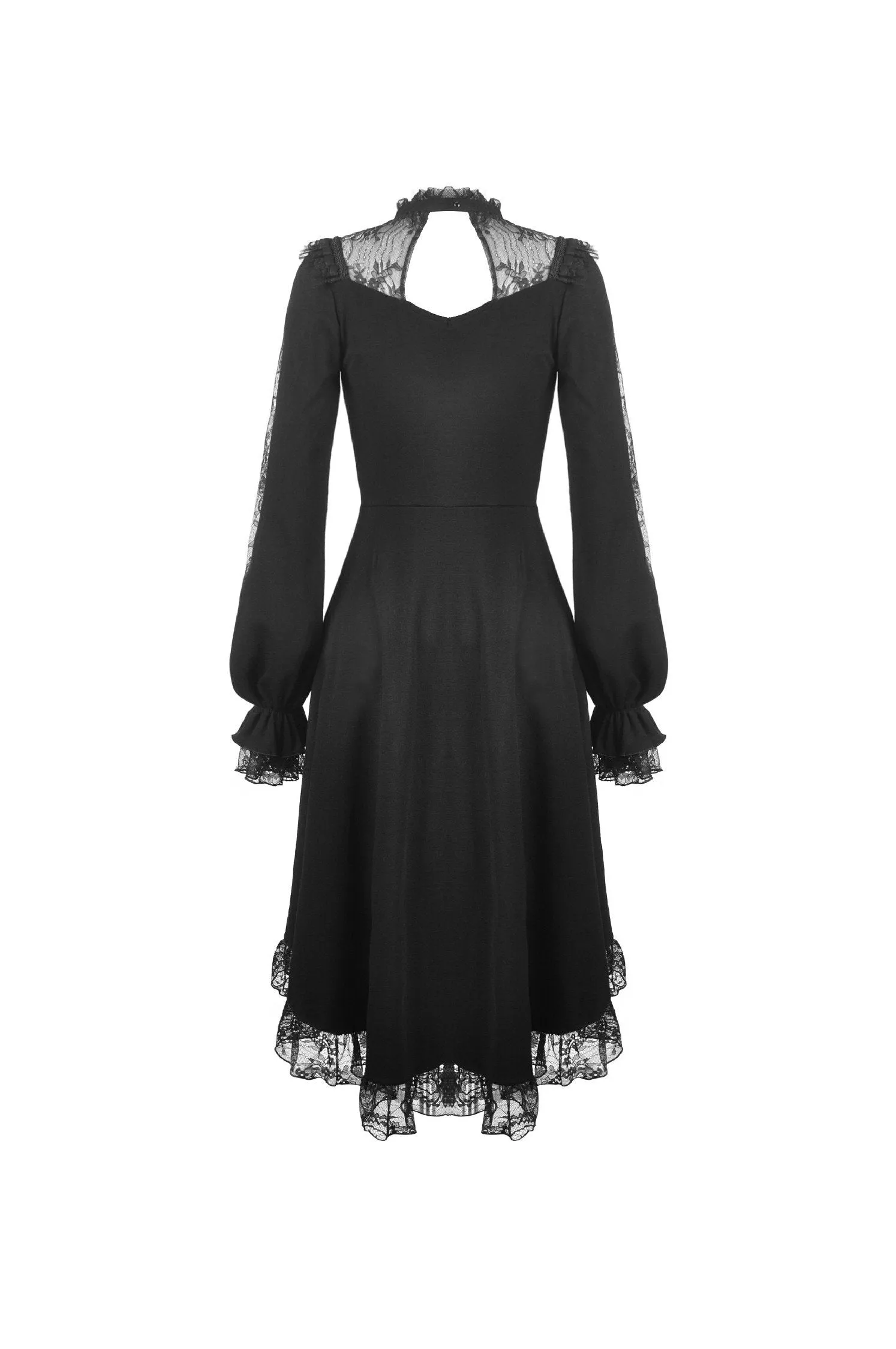 Lace lace up longsleeves cocktail gothic dress DW436